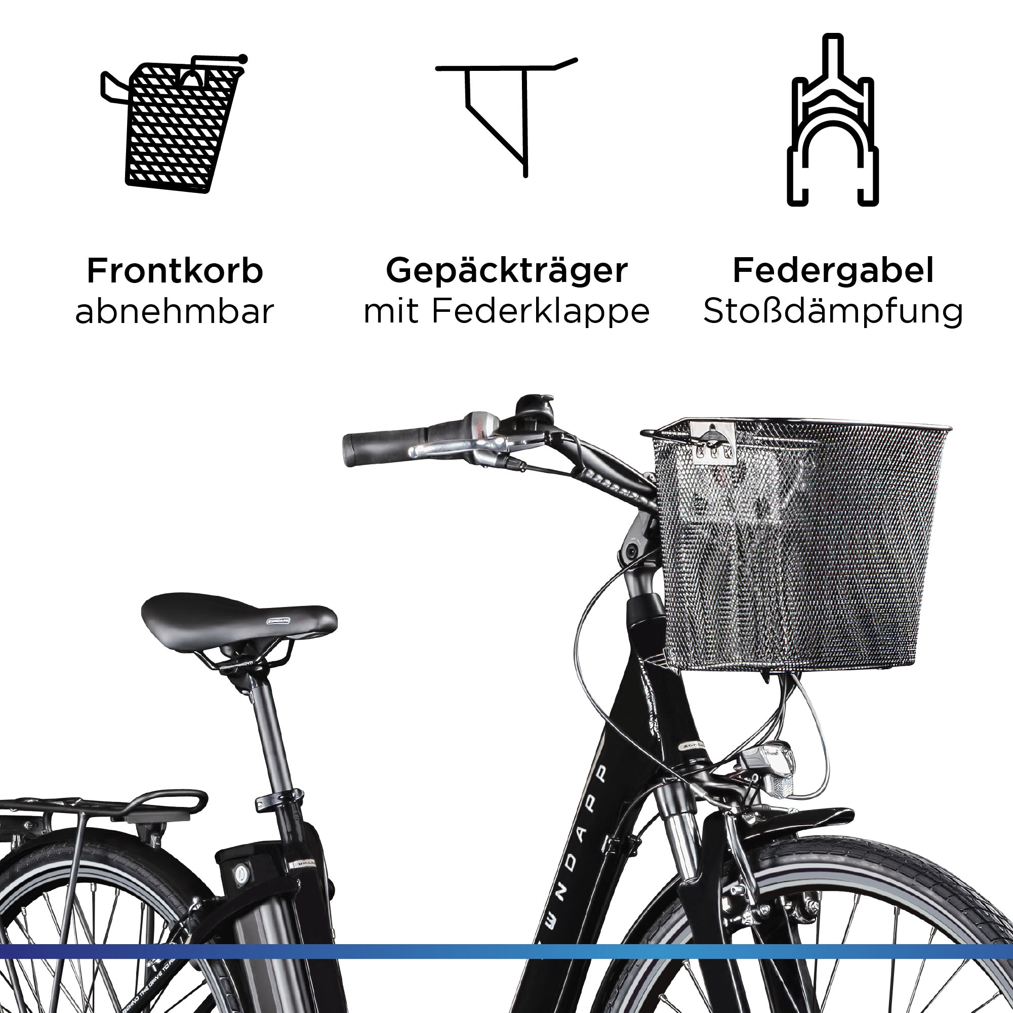 Zündapp E-Bike »Z517«, 7 Gang, Frontmotor 250 W, E Bike Damenfahrrad 28 Zoll 155 - 190 cm mit 7 Gang Nabenschaltung