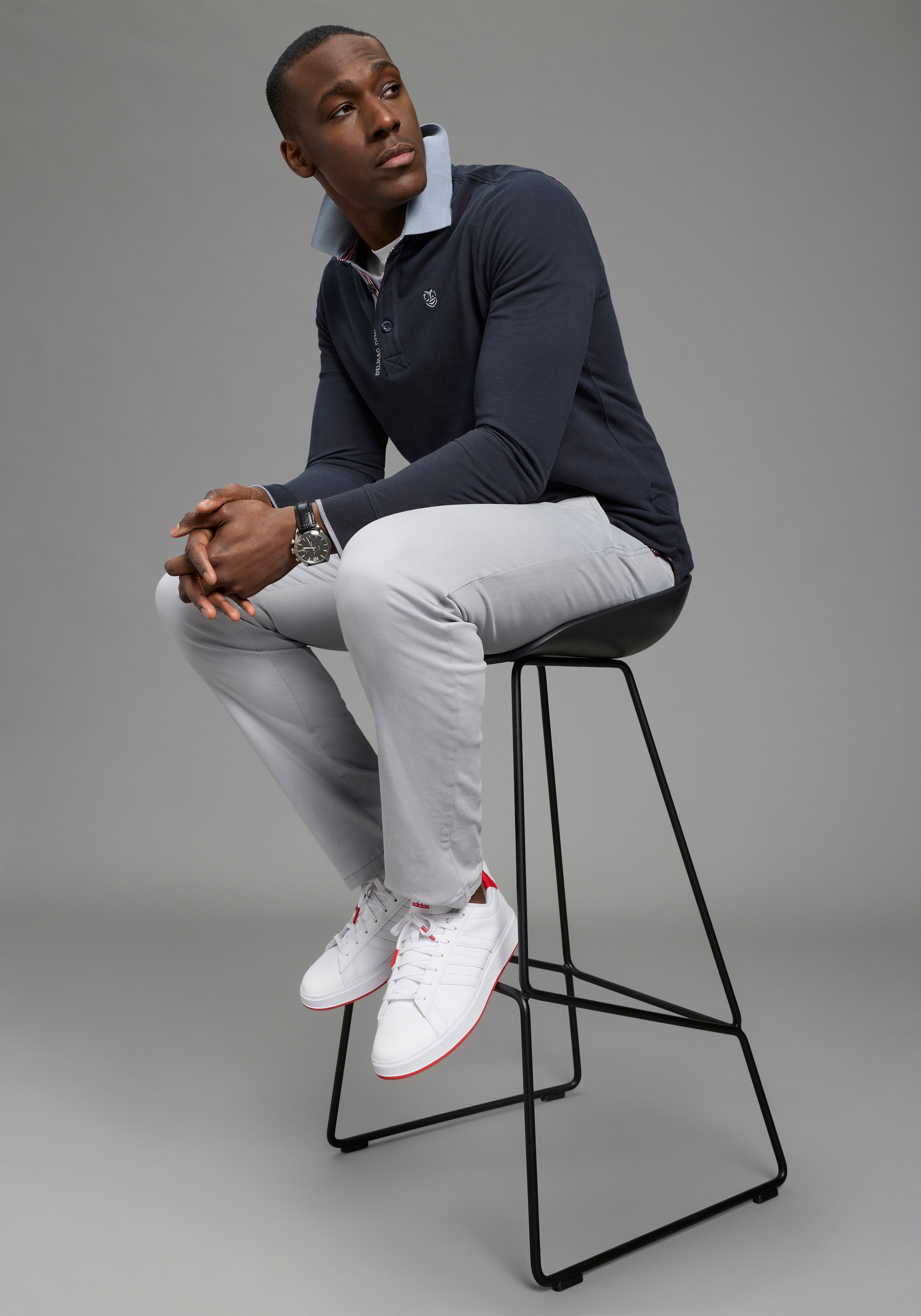 Thumbnail - DELMAO Langarm-Poloshirt Langarm, aus atmungsaktivem Piqué-Stoff, Polokragen