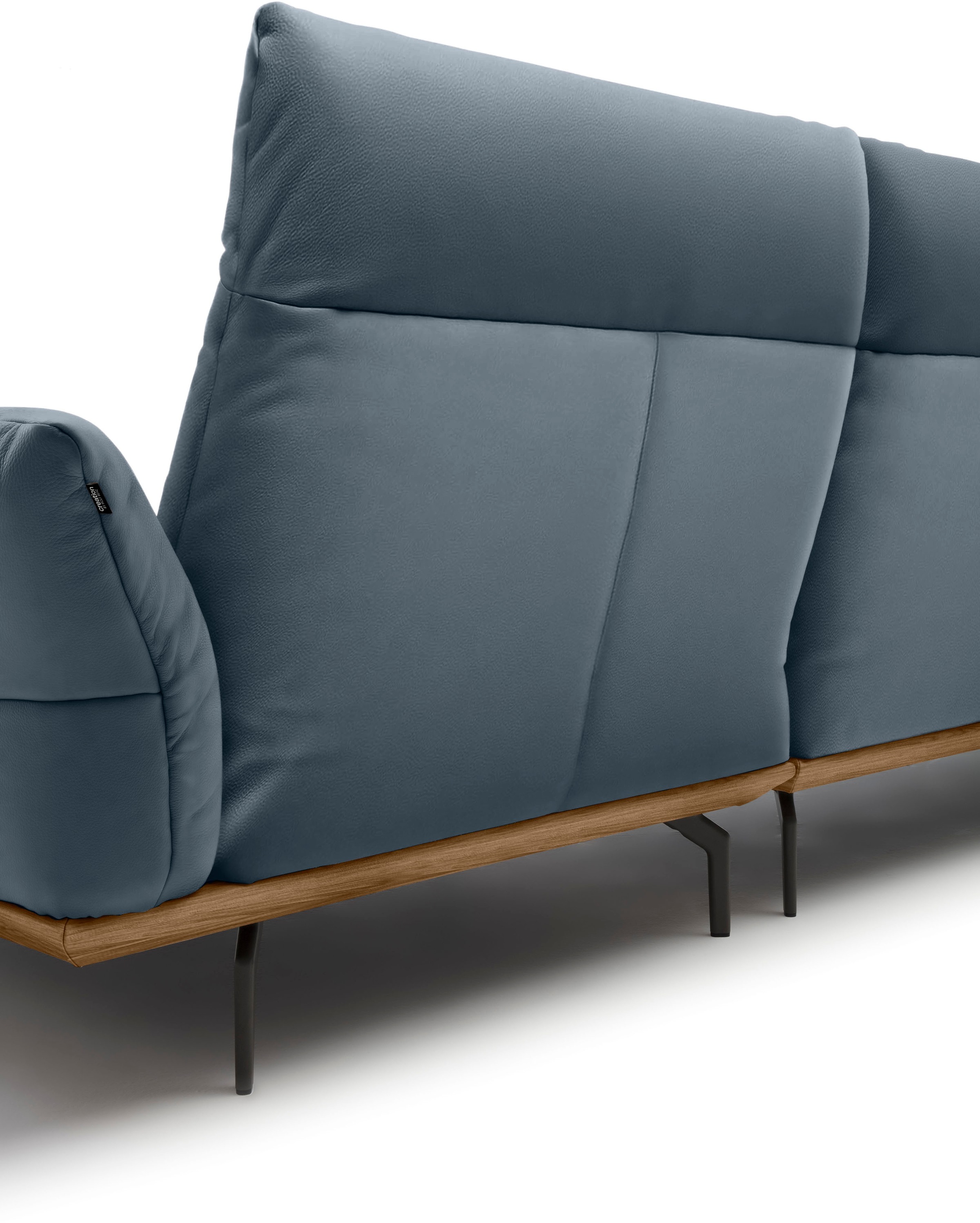 Creation BY ROLF BENZ Ecksofa »CR.460«, Sockel in Nussbaum, Winkelfüße in Umbragrau, Breite 318 cm
