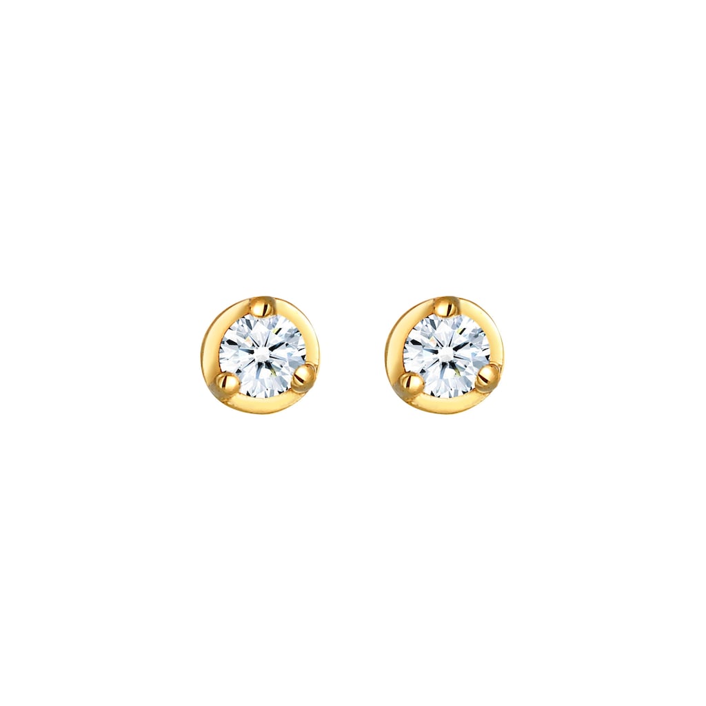 Elli DIAMONDS Paar Ohrstecker »Solitär Basic Edel Diamant (0.06 ct.) 585 Gelbgold«