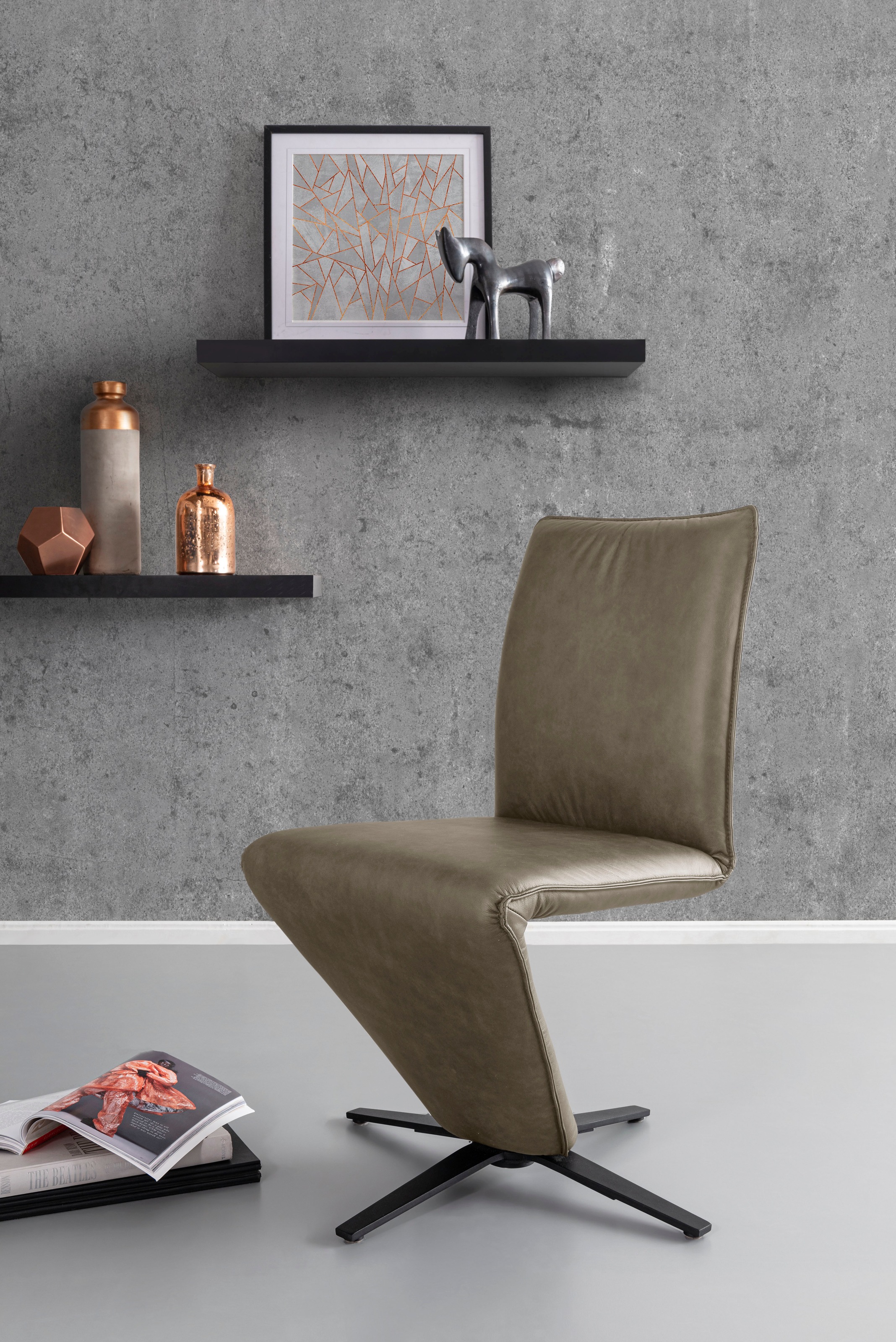K+W in Metall Sitzschale, mit | II«, Stuhl Wohnen federnder CLOUD, Sternfuß Drehstuhl Leder BAUR schwarz & Struktur Komfort »Deseo