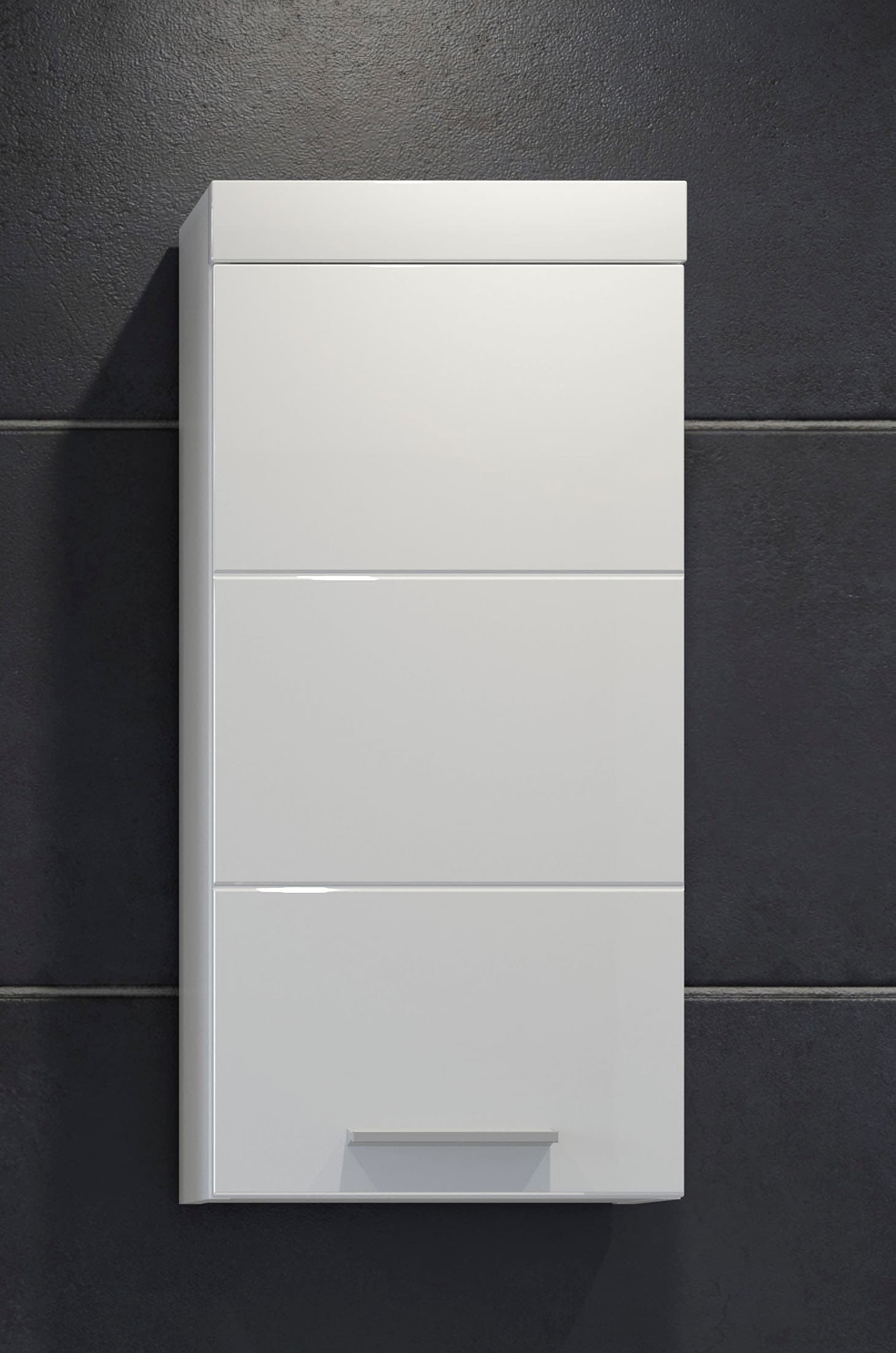 welltime Hängeschrank "Dormoletto" Weißer Badschrank mit waagerechter Fräsung - Maße (B/T/H) 35/16/75 cm