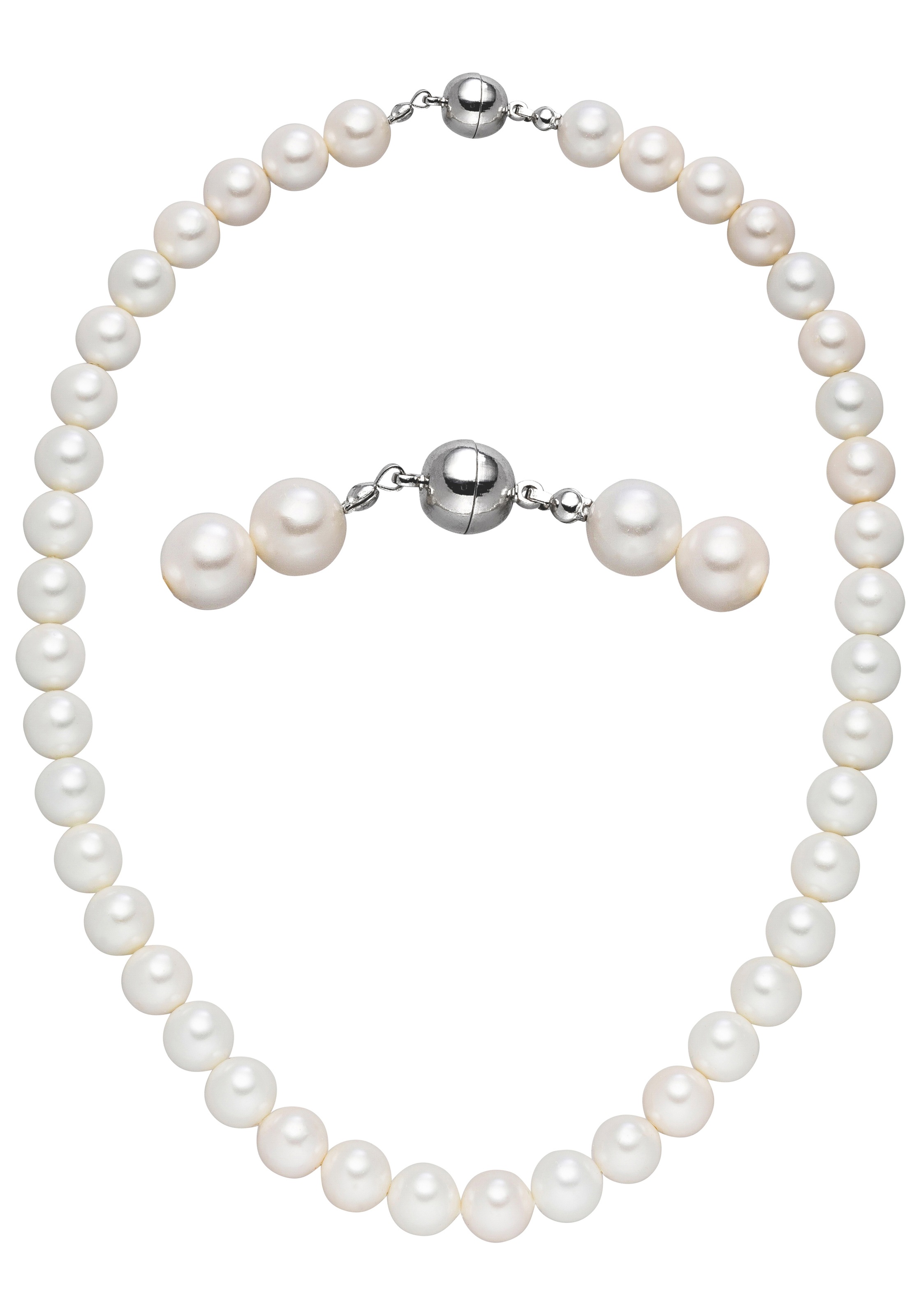 JOBO Kette ohne Anhänger »Perlenkette« weiß 10 mm 45 cm