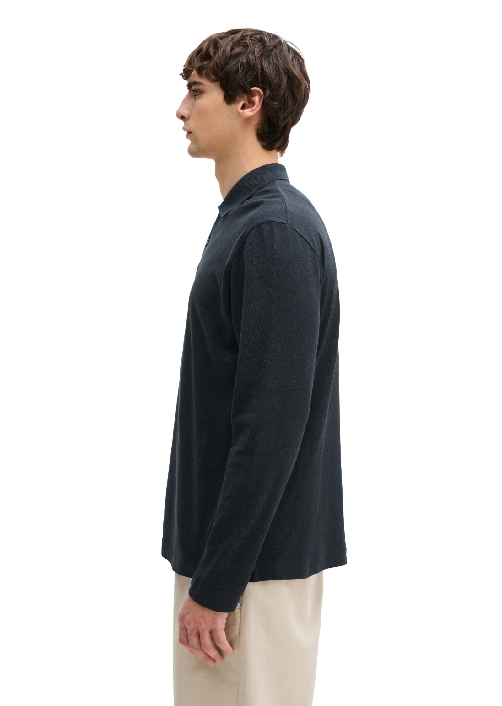 Marc O'Polo Langarm-Poloshirt »aus Baumwoll-Leinen-Mix«