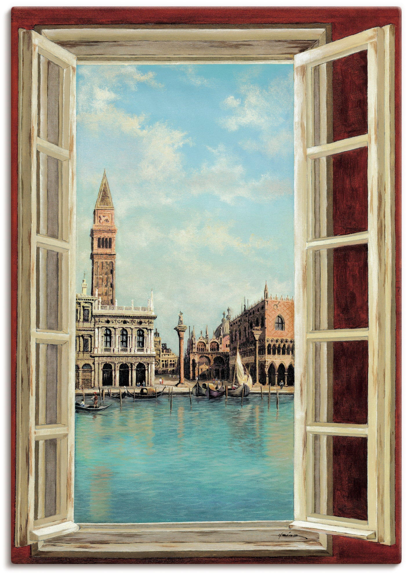 Artland Wandbild "Fenster mit Blick auf Venedig" Fensterblick 1 Stk. tlg. a günstig online kaufen