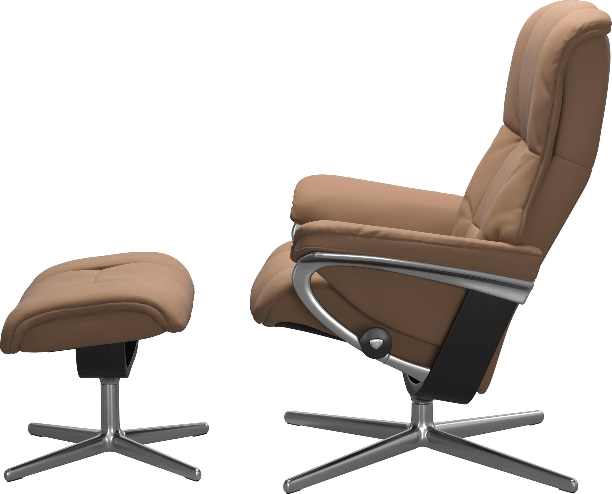 Stressless® Relaxsessel »Mayfair«, (Set, Relaxsessel mit Hocker), mit Hocker, mit Cross Base, Größe S, M & L, Holzakzent Schwarz