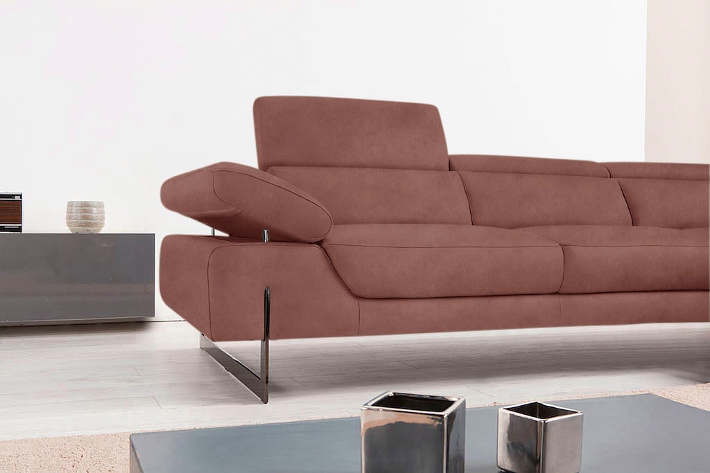 Egoitaliano Ecksofa »Queenie, extravagantes Sofa mit erstklassigem Sitzkomfort«, mit verstellbarer Armlehne und Kopfteilen für Wohlfühlkomfort