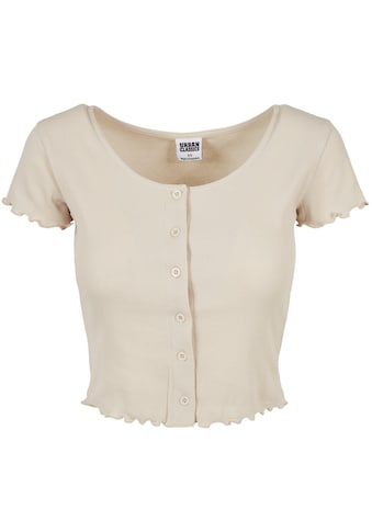 Kurzarmshirt »Urban Classics Damen Ladies Cropped Button Up Rib Tee«, (1 tlg.)