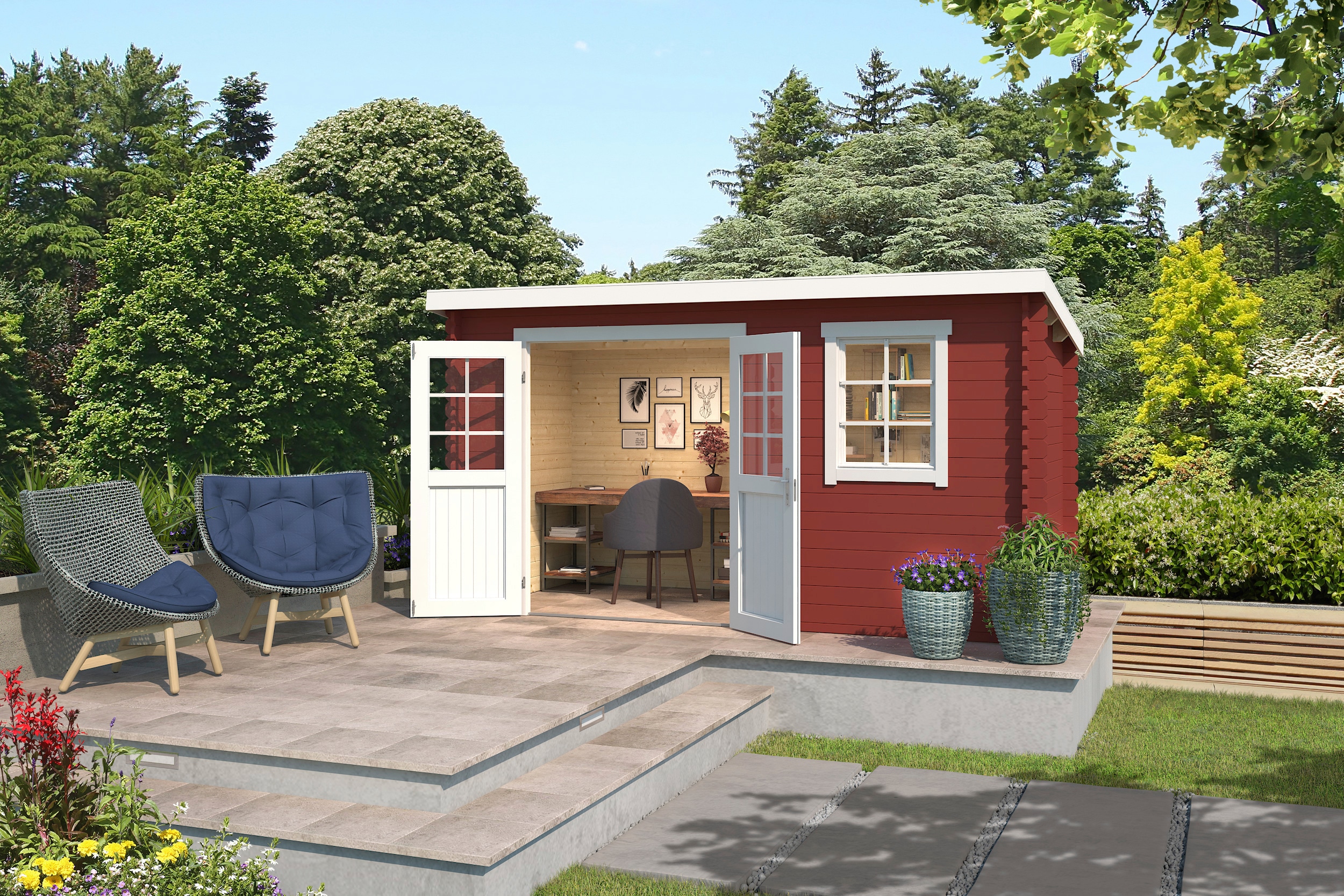 LASITA MAJA Gartenhaus "Amira 175" Blockbohlenhaus 28mm