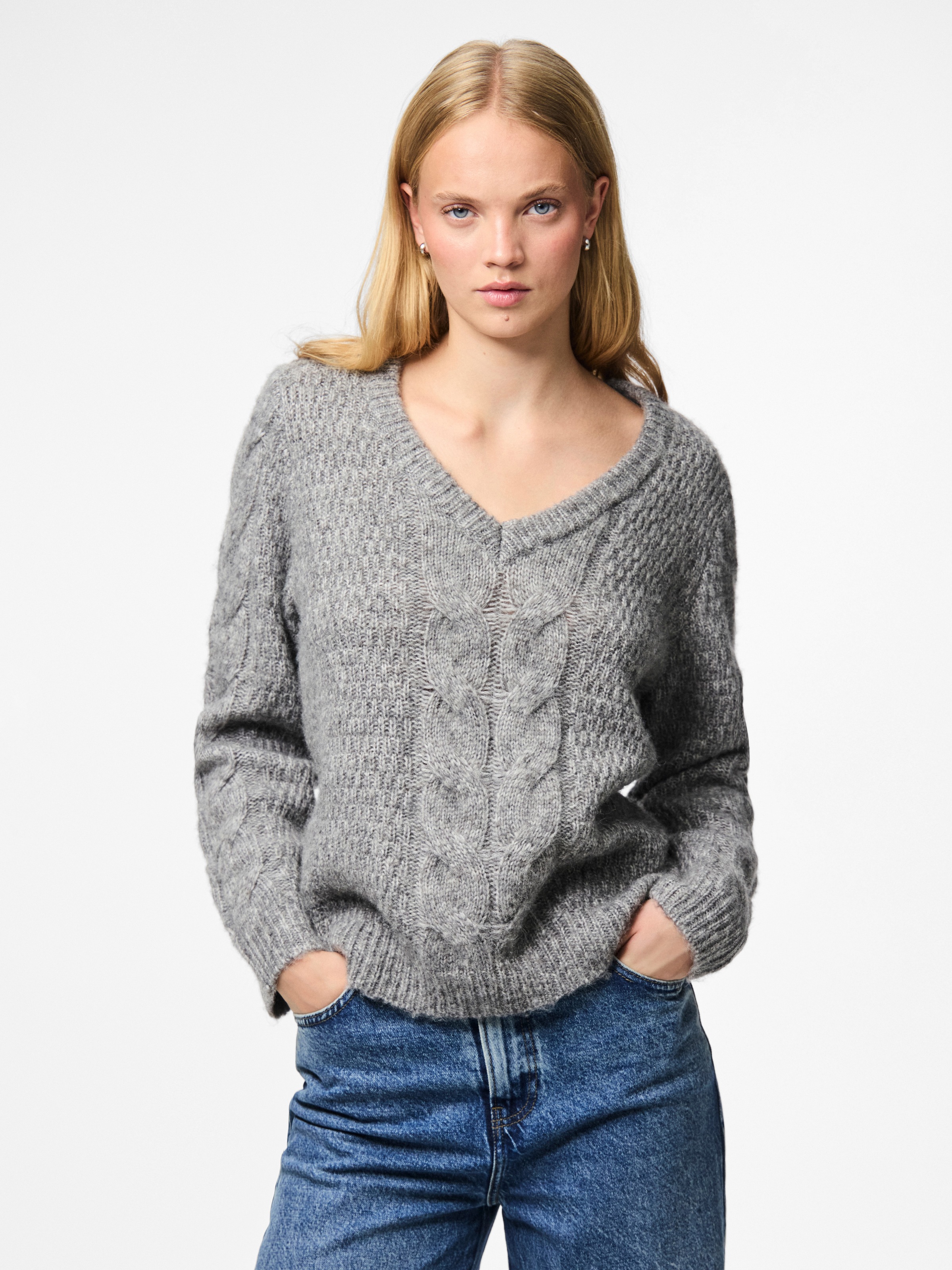 pieces Strickpullover "PCNINA LS V-NECK KNIT NOOS BC" günstig online kaufen