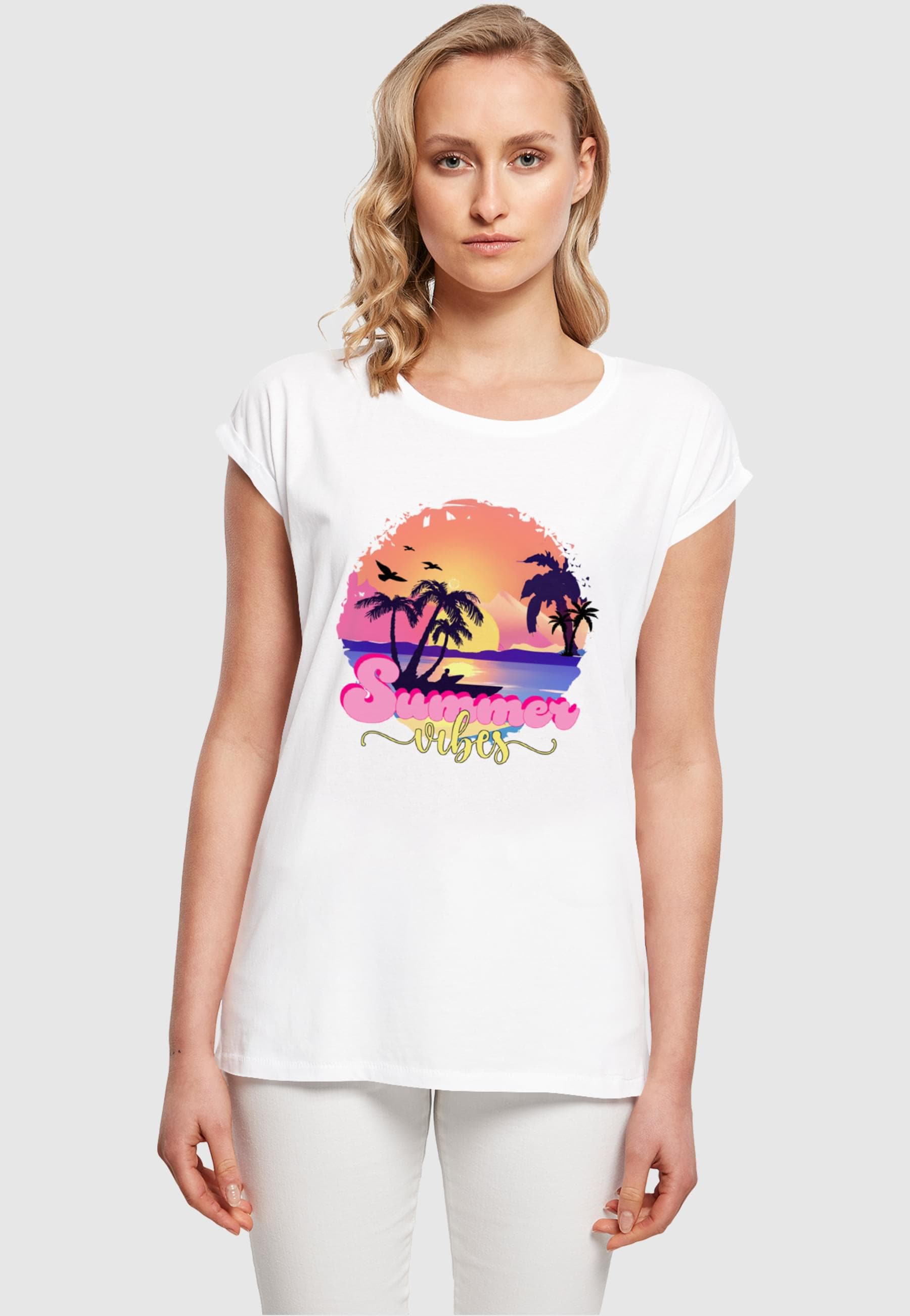 Thumbnail - Merchcode T-Shirt "Merchcode Damen Ladies Summer Vibes Sunset Extended Shoulder Tee", (1 tlg.)