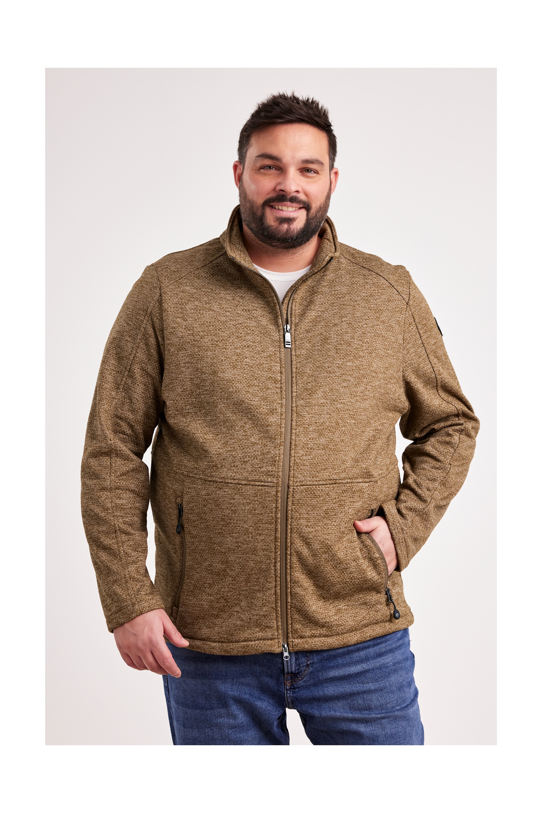 STOY Fleecejacke »STS 6 MN KNTFLC JCKT«, Leichte Strickfleecejacke mit 4-Wege-Stretch und 2-Wege-Reißverschluss