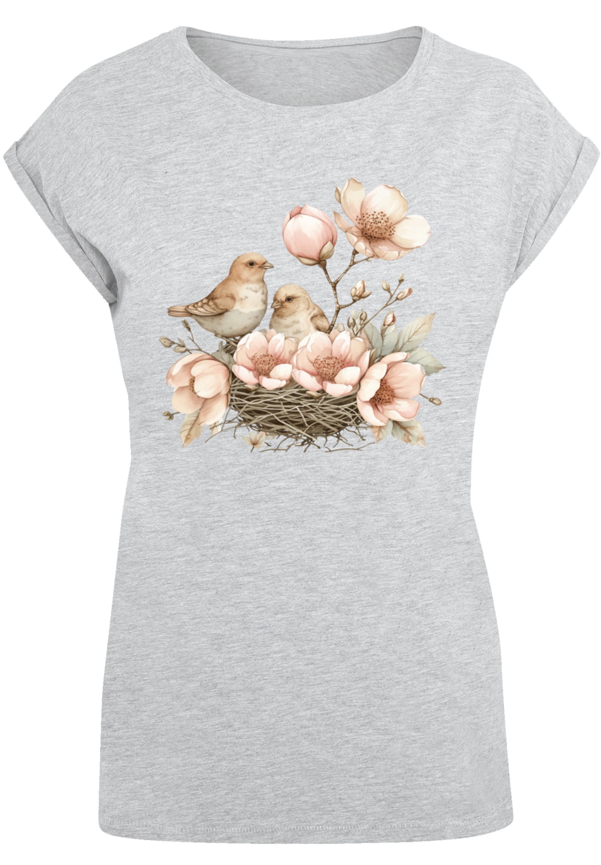 F4NT4STIC T-Shirt »Vogelnest Blumen«, Premium Qualität