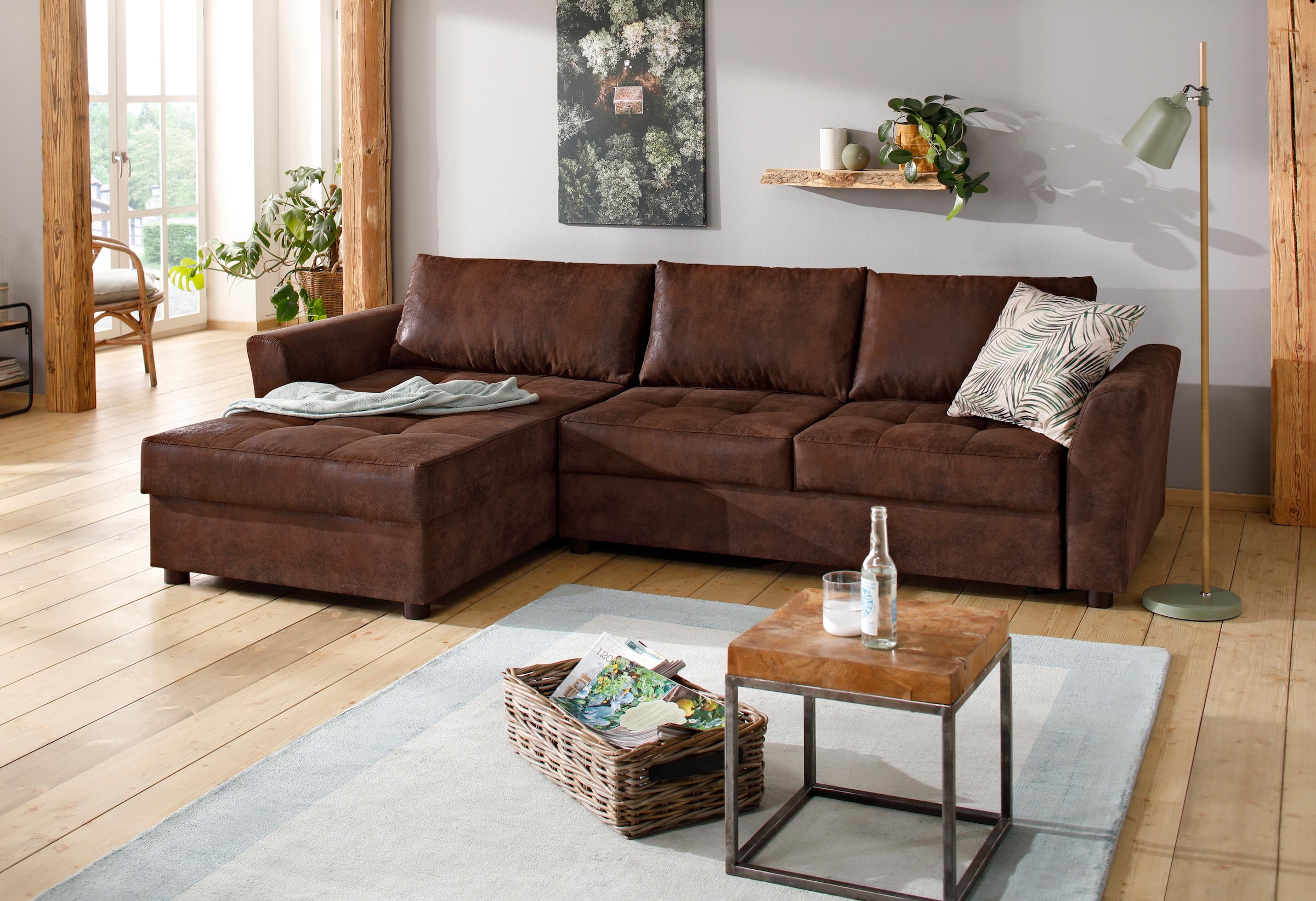 Home affaire Ecksofa »Torben L-Form«, inkl. Bettfunktion und Bettkasten, mit Federkern