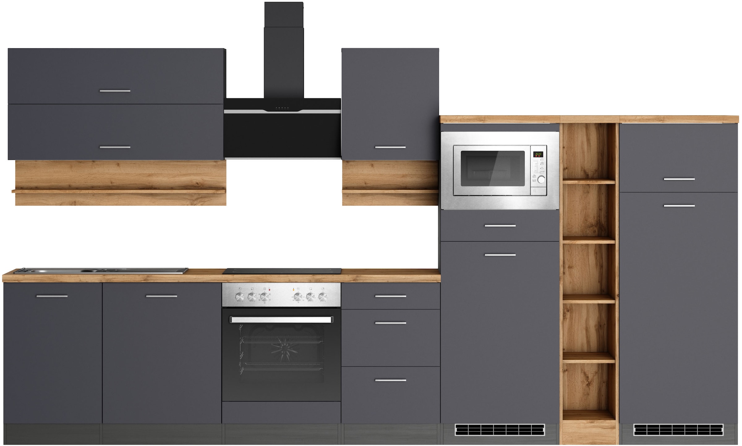 KOCHSTATION Küchenzeile "KS-Milan", 370 cm breit, robuste Metallauszüge, vi günstig online kaufen