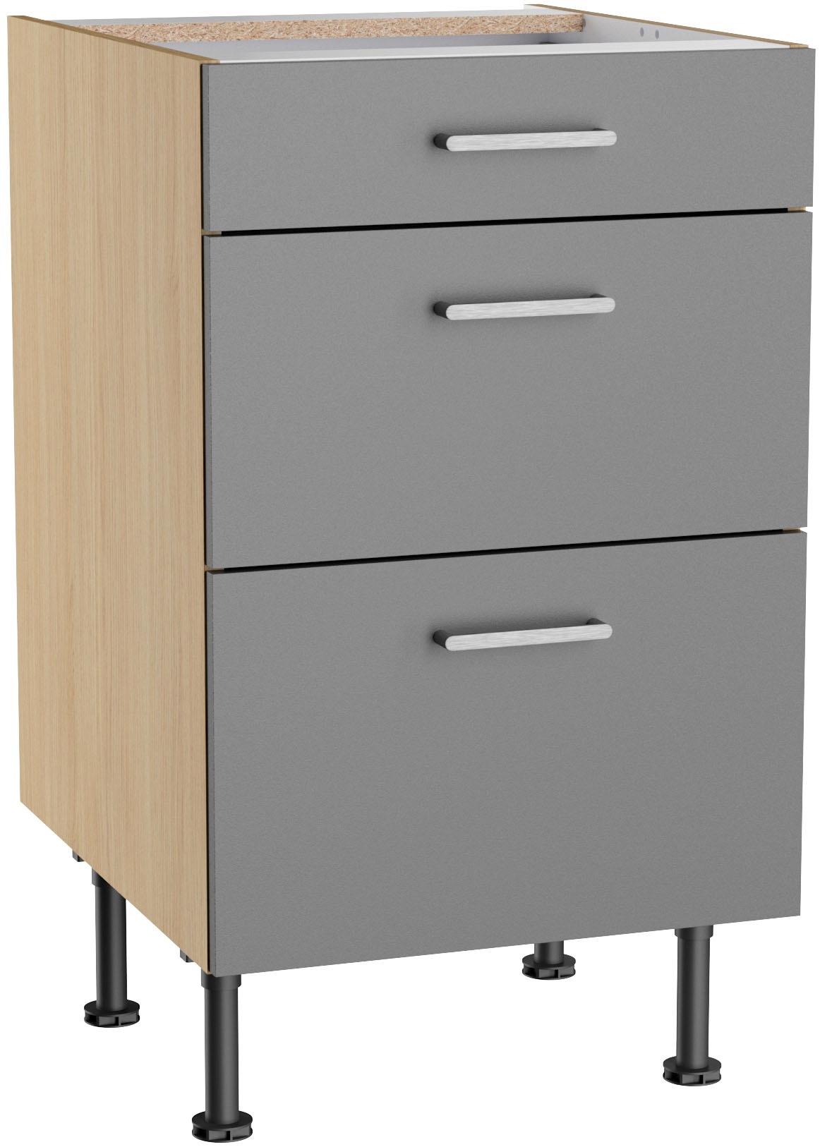 KOCHSTATION Unterschrank "KS-Lucy" Breite 50 cm, 1 Schubkasten, 2 Auszügen, Soft-Close, verstellb. Füße