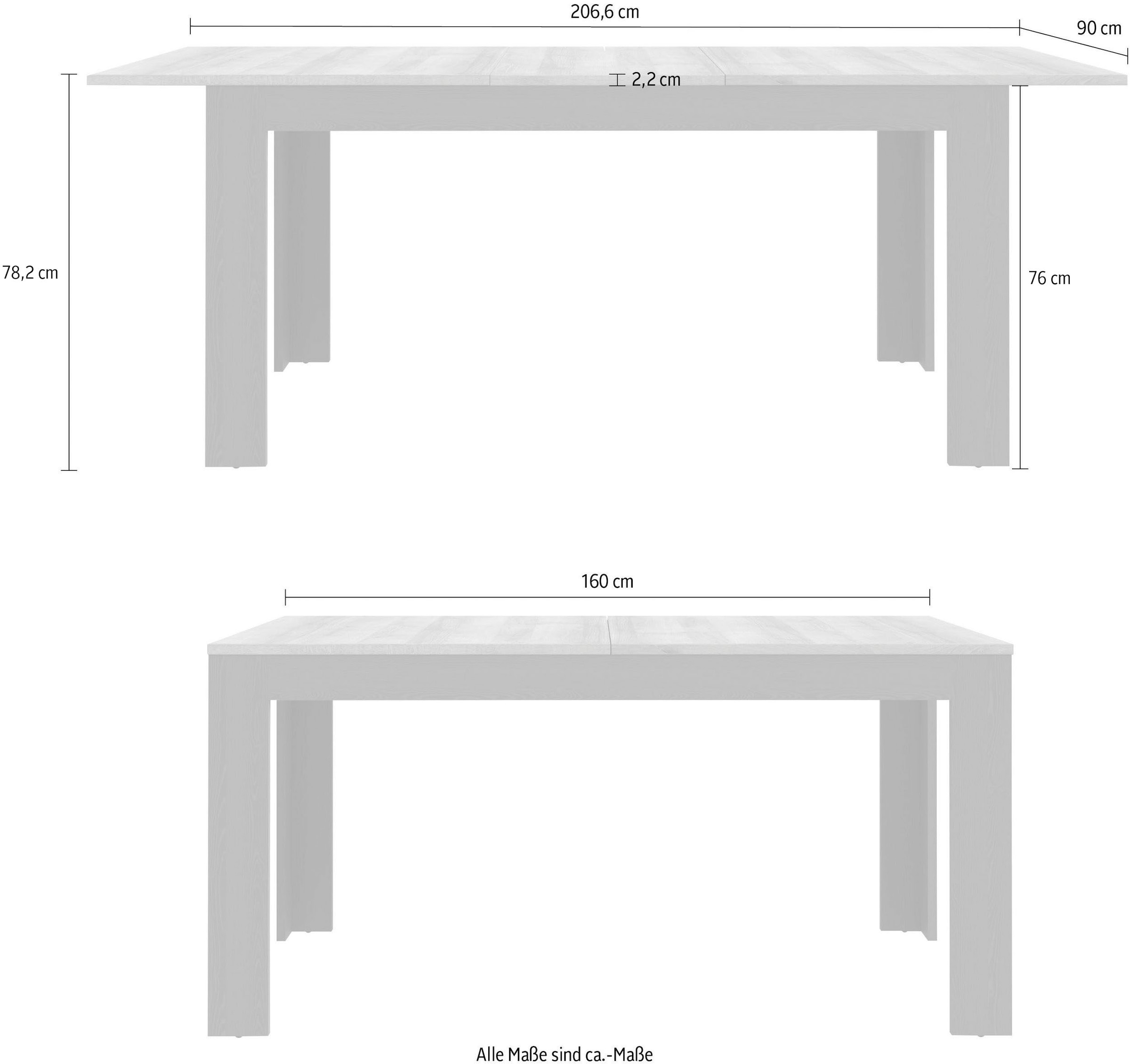 FORTE Esstisch »Bohol«, Breite 160-206 cm