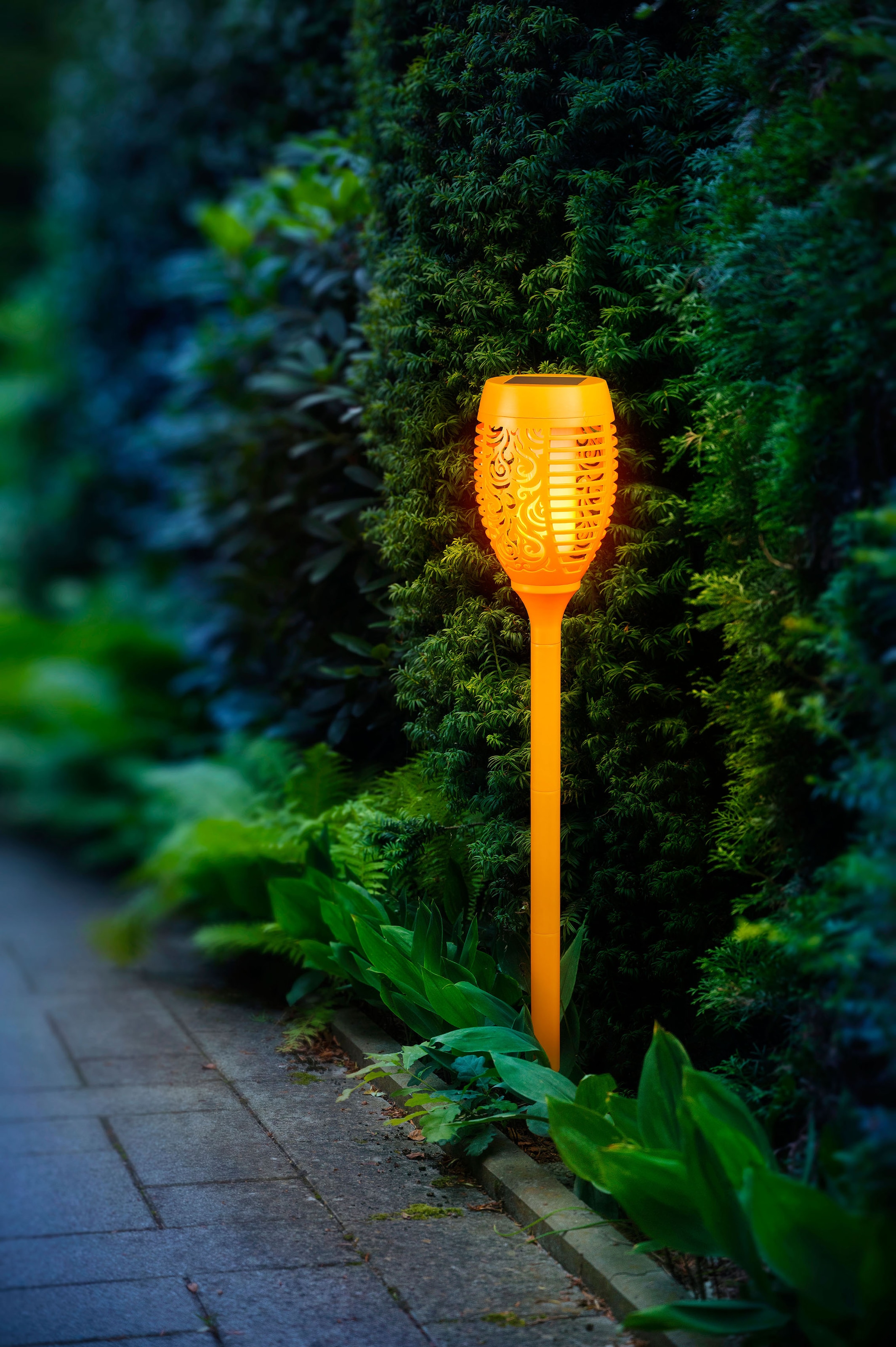 Gartenfackel, 3er Flamme Gartenfackel orange BONETTI LED bestellen Set LED | BAUR mit realer Solar