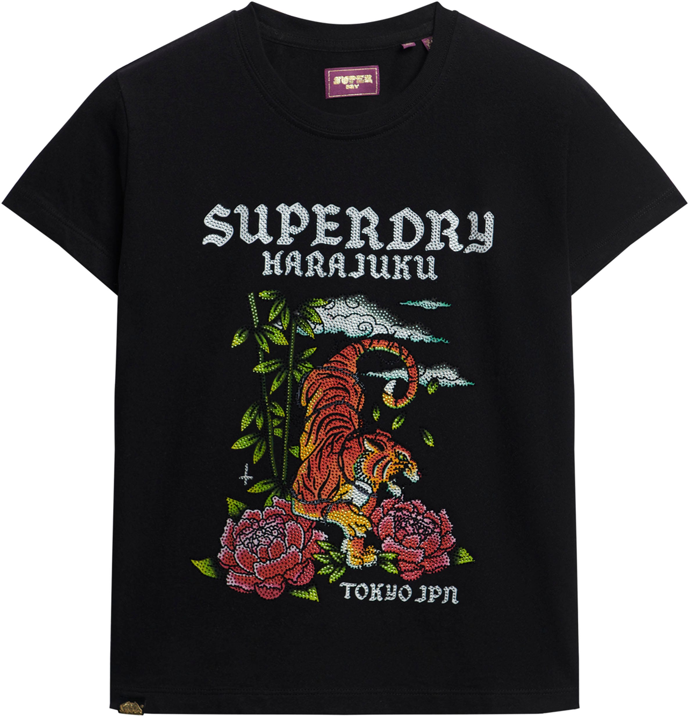 Superdry Kurzarmshirt »TATTOO RHINESTONE FITTED TEE«