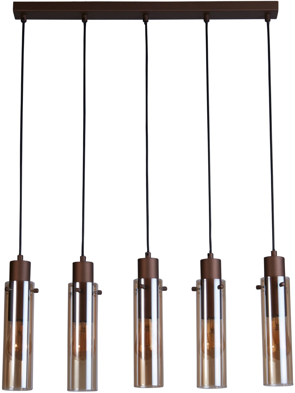 Searchlight Hängeleuchte »Sweden II 5Lt Bar Pendant - Mocha Metal & Amber Glass« E27 1 Stk.