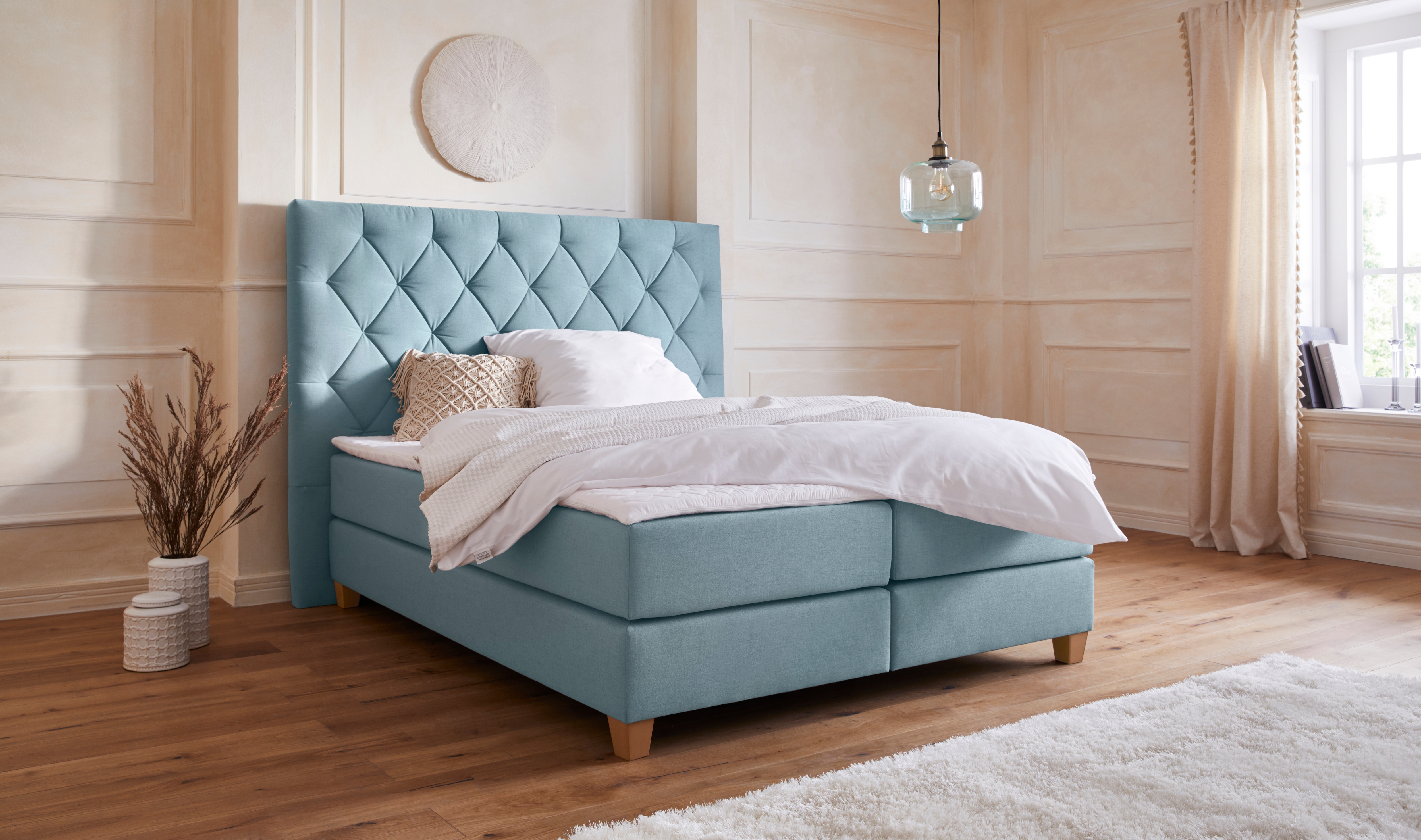 Home affaire Boxspringbett "Harmones hoch" in 3 Breiten, Härtegrad auch im Mix mit je 1 Matratze in H2 und H3