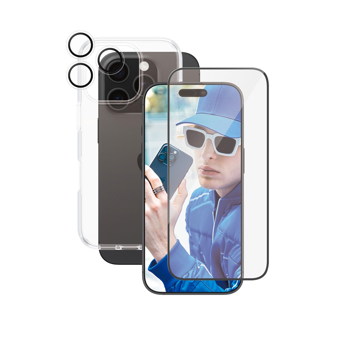 CARE by PanzerGlass Displayschutzglas »3-in-1 Protection, Glass, Case, Lenscover« für Apple iPhone 16 Pro Displayschutzfolie, Schutzfolie, Bildschirmschutz, kratz- & stoßfest