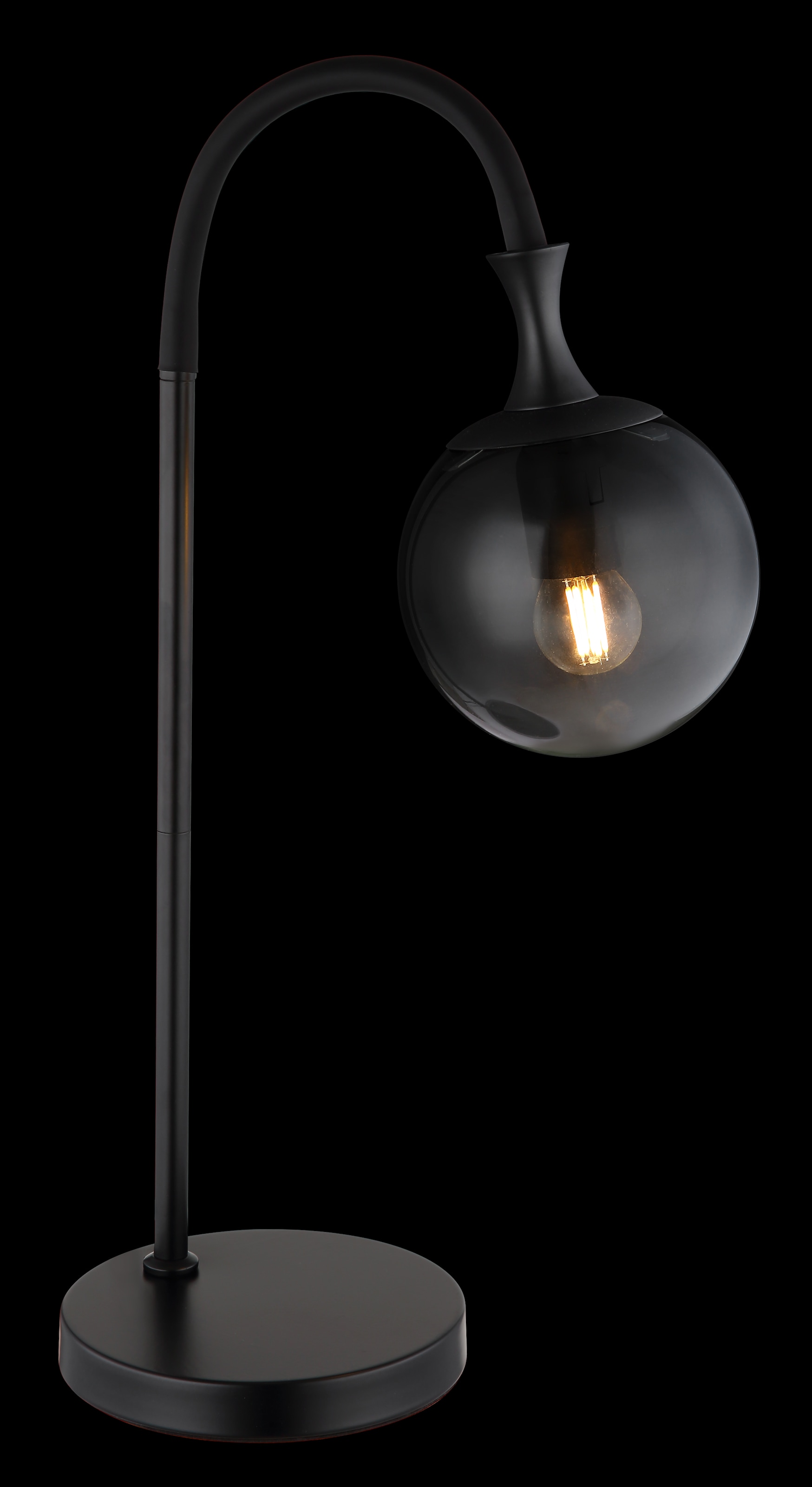 GLOBO LIGHTING Tischleuchte »DALTON«, Leuchtmittel E27 | ohne Leuchtmittel, Tischlampe/Glaskugeln rauchfarben/schwarz/Wohnzimmer/Schlafzimmer