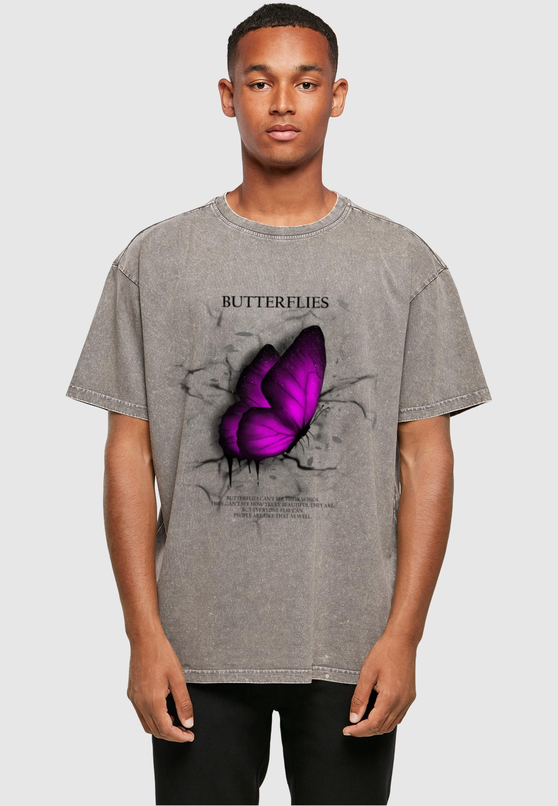 Merchcode T-Shirt »Merchcode Herren Butterflies Acid Washed Heavy Oversized Tee«, (1 tlg.)