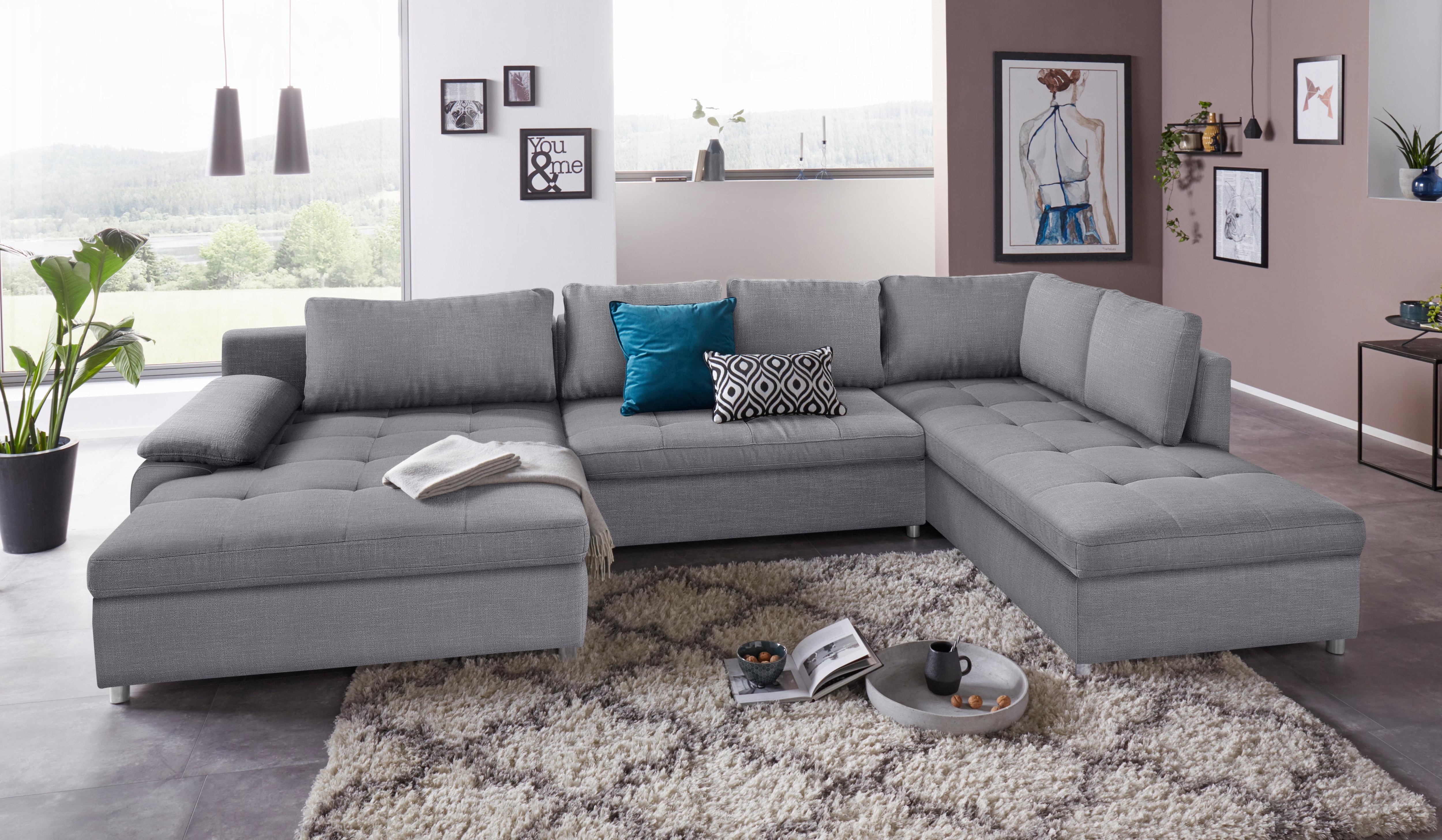 OTTO home Wohnlandschaft "Labene U-Form" wahlweise mit Schlaffunktion und Bettkasten