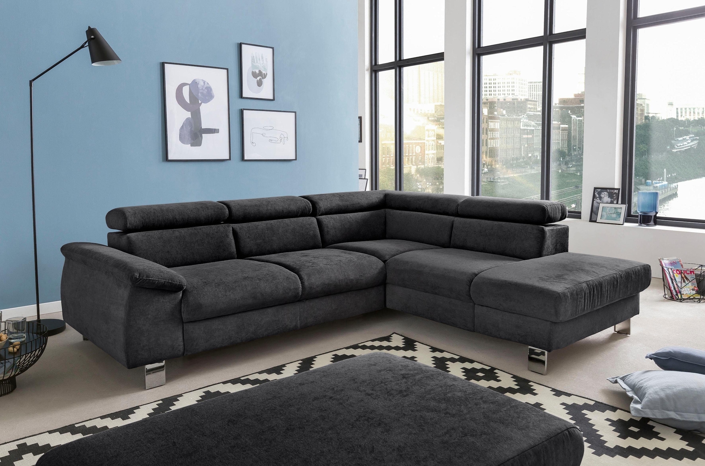 COTTA Ecksofa "Komaris L-Form, B: 249 cm" mit Kopfteilverstellung, optional günstig online kaufen