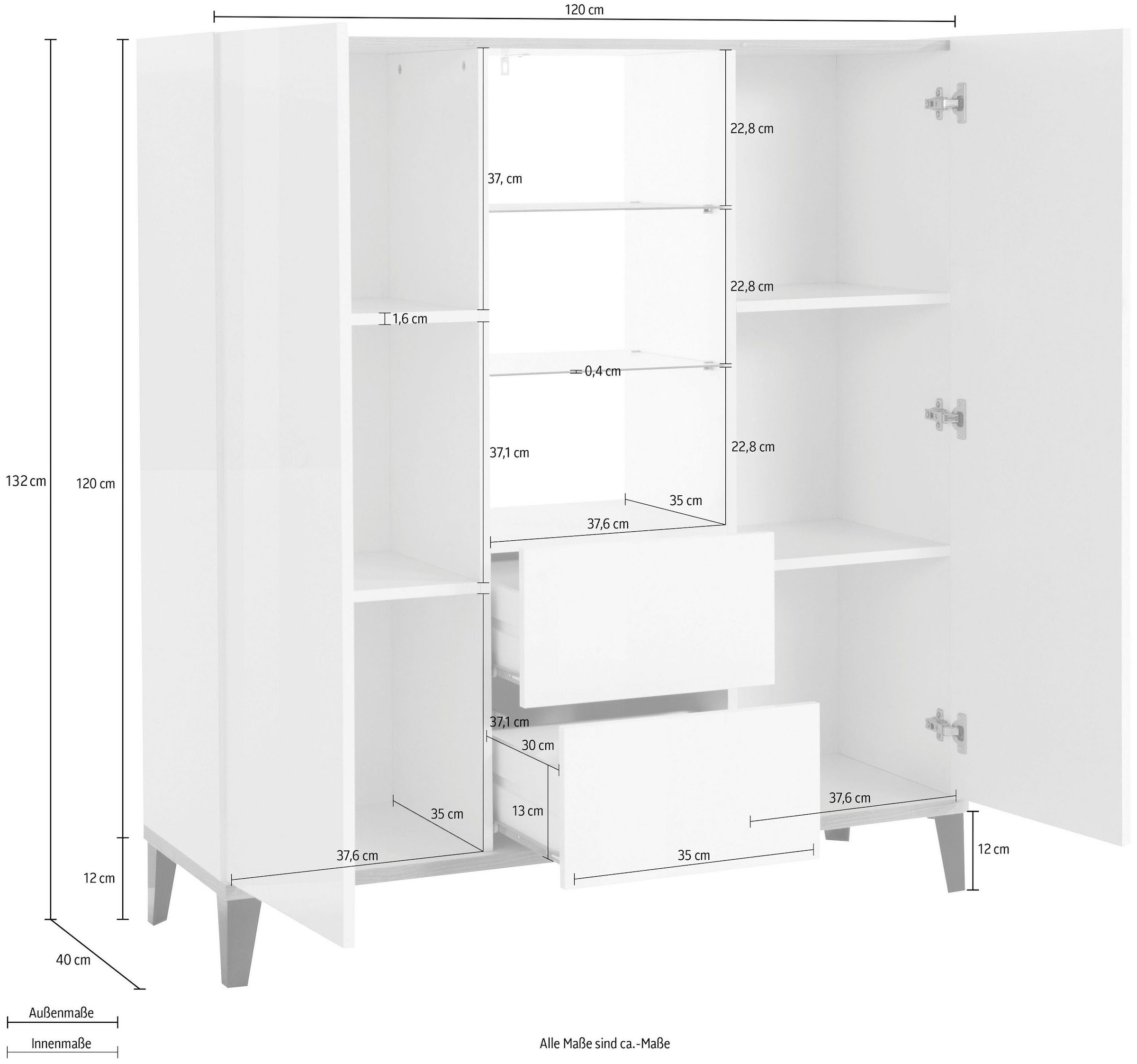 INOSIGN Highboard »sunrise«, Breite 120 cm