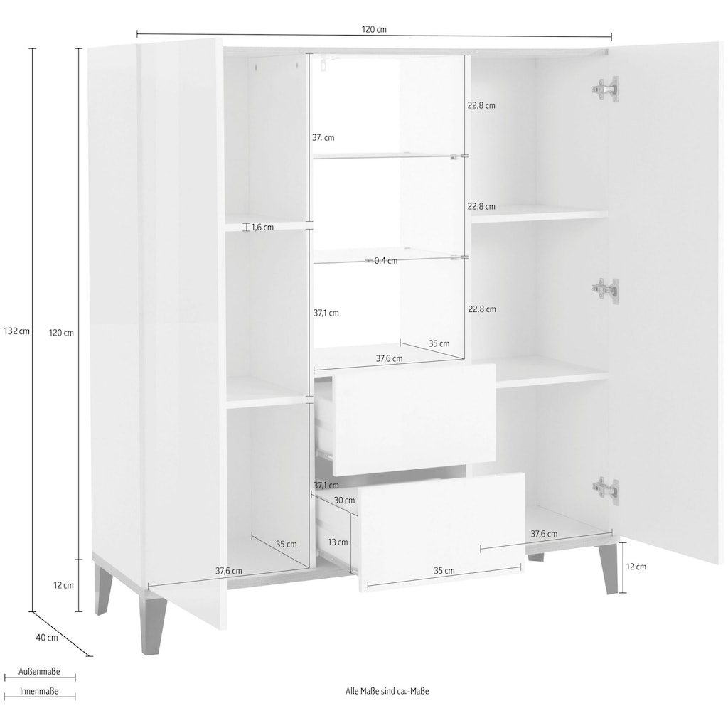 INOSIGN Highboard »sunrise«, Breite 120 cm