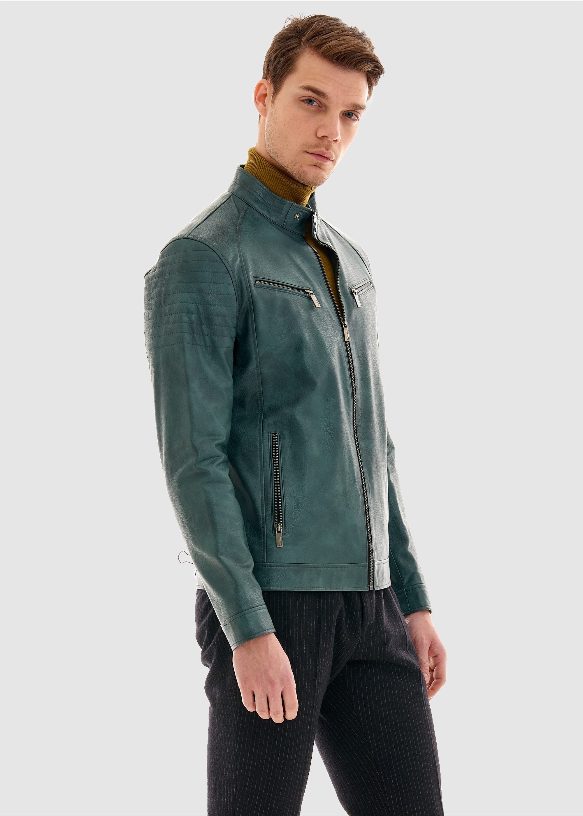 Pierre Cardin Lederimitatjacke, im angesagten Biker-Stil