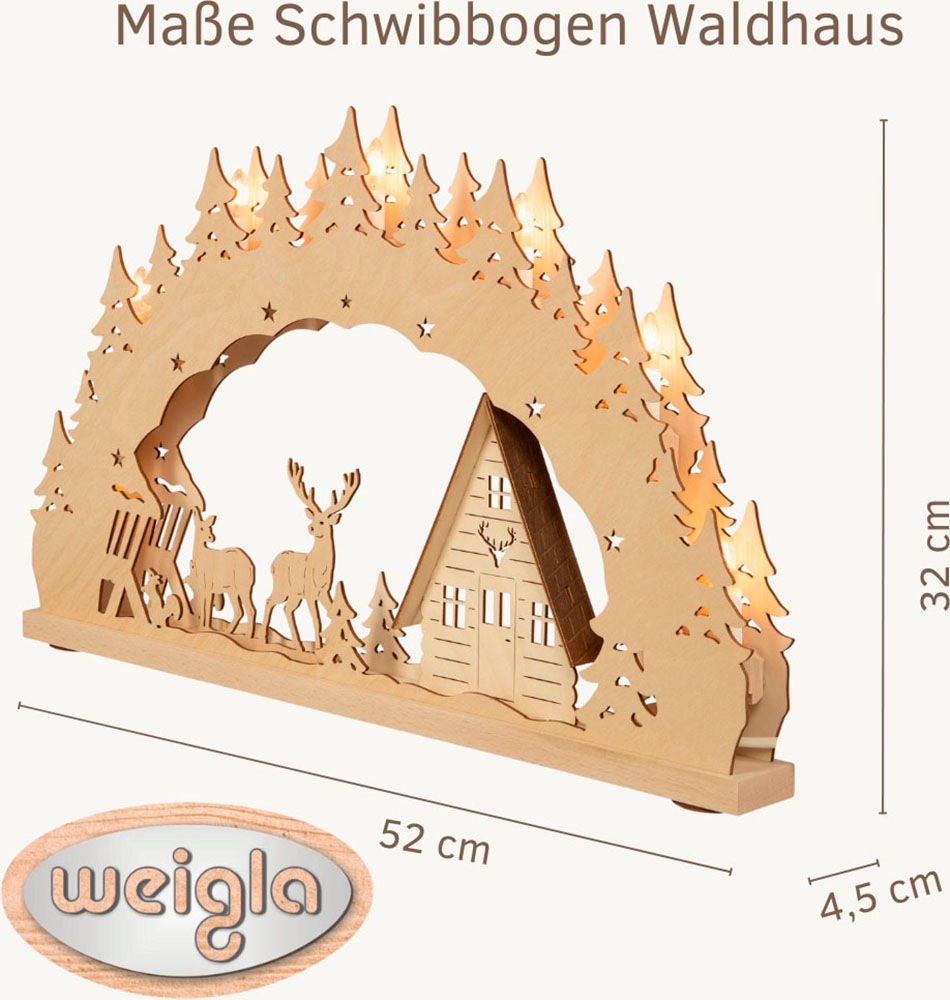 Weigla LED Schwibbogen "Waldhaus, Lichterbogen aus Holz, NATUR-BRAUN, Made günstig online kaufen