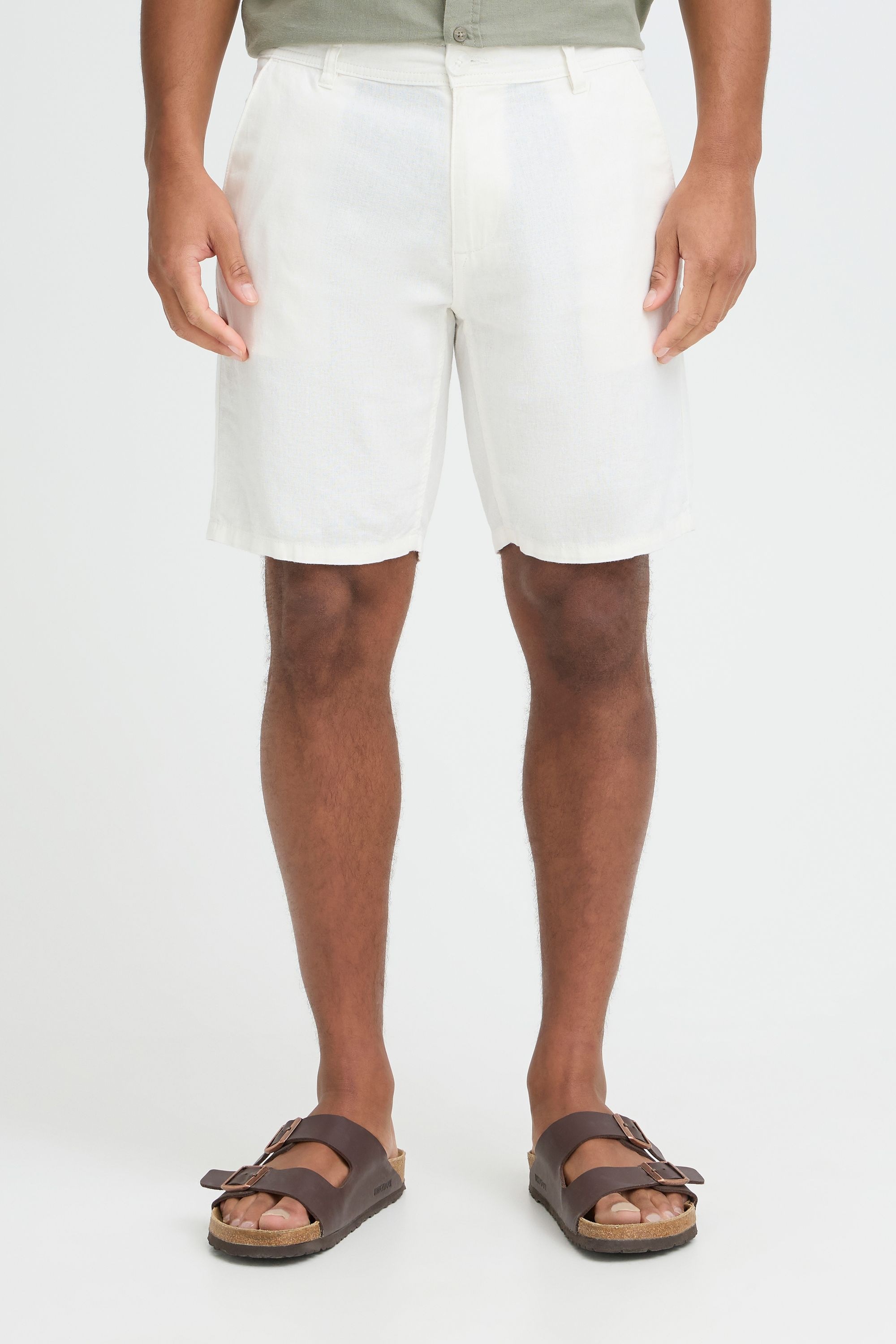 Leinenhose BLEND "Leinenhose BHMLikat", Herren, Gr. XL, N-Gr, weiß (snow weiß), Obermaterial: 55% Leinen LI. 45% Viskose CV., Hosen 5