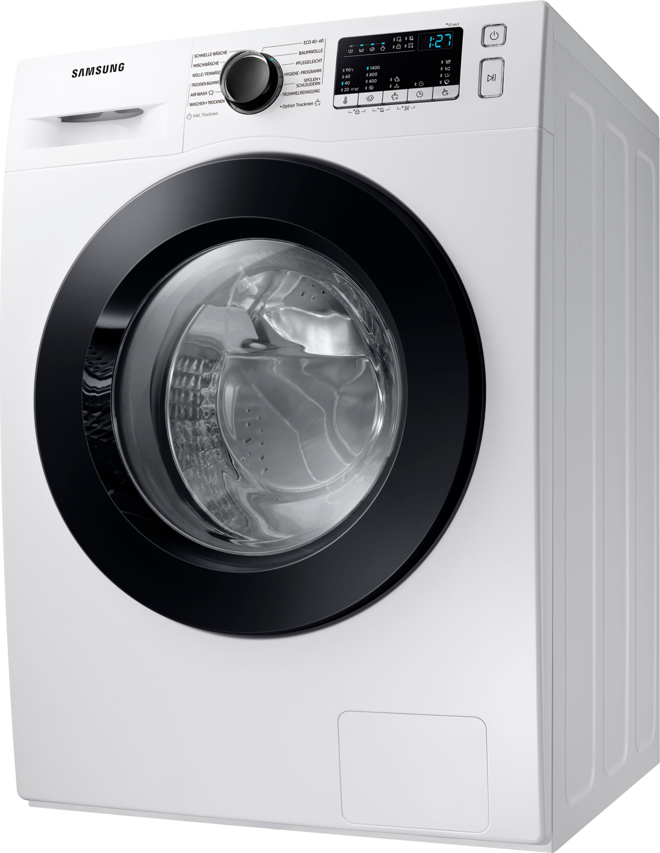 SAMSUNG Waschtrockner "WD8ET4049CE/EG", B:60cm H:85cm T:60cm, weiß, Waschtrockner, SchaumAktiv