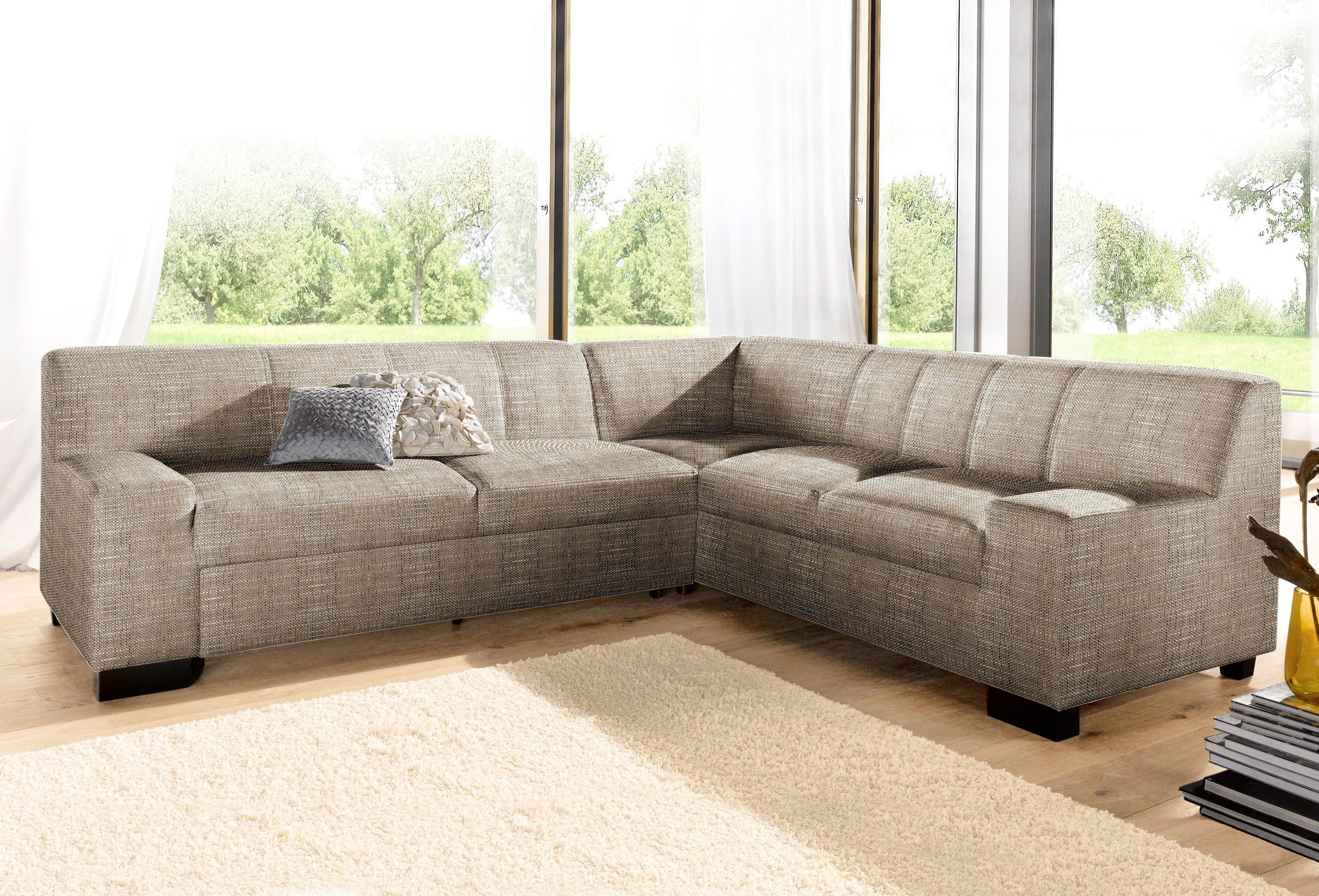 DOMO collection Ecksofa "Norma Top, elegant & modern, flache Armlehnen, Breite 247cm, L-Form" wahlweise mit Bettfunktion