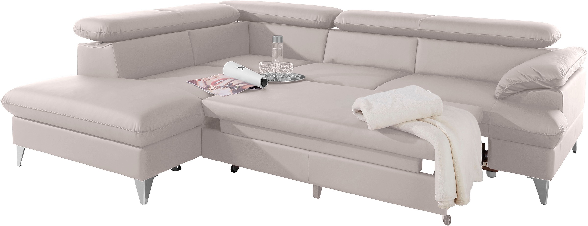 COTTA Ecksofa »Caluso L-Form«, mit Kopfteilverstellung, wahlweise mit Bettfunktion & Bettkasten