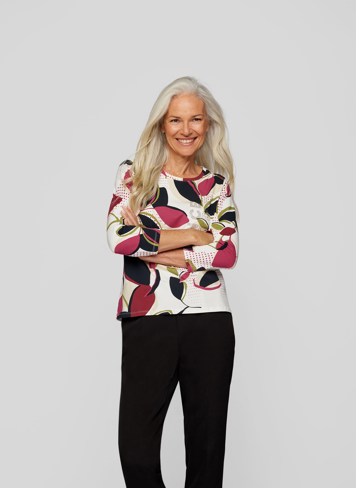 Rabe Print-Shirt »RABE Shirt mit 3/4-Arm floralem Muster und Glitzerakzenten«