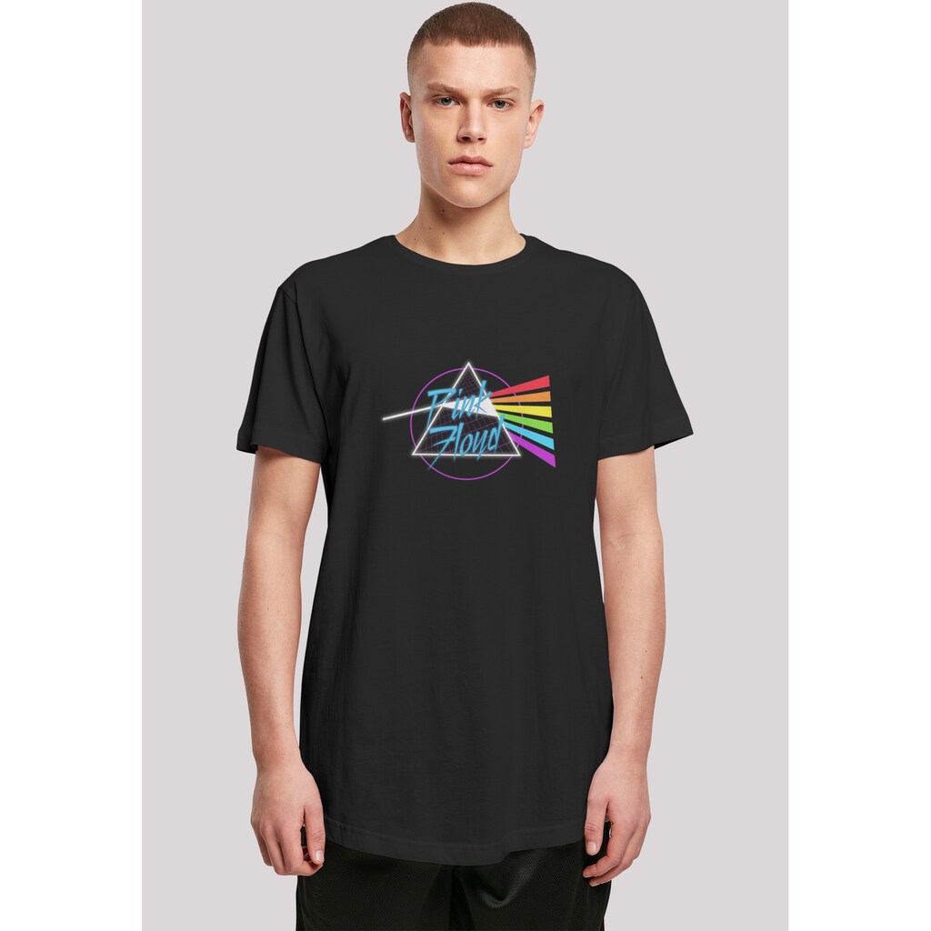 F4NT4STIC T-Shirt »Long Cut T-Shirt Pink Floyd Neon Dark Side Logo Rock Shirt«