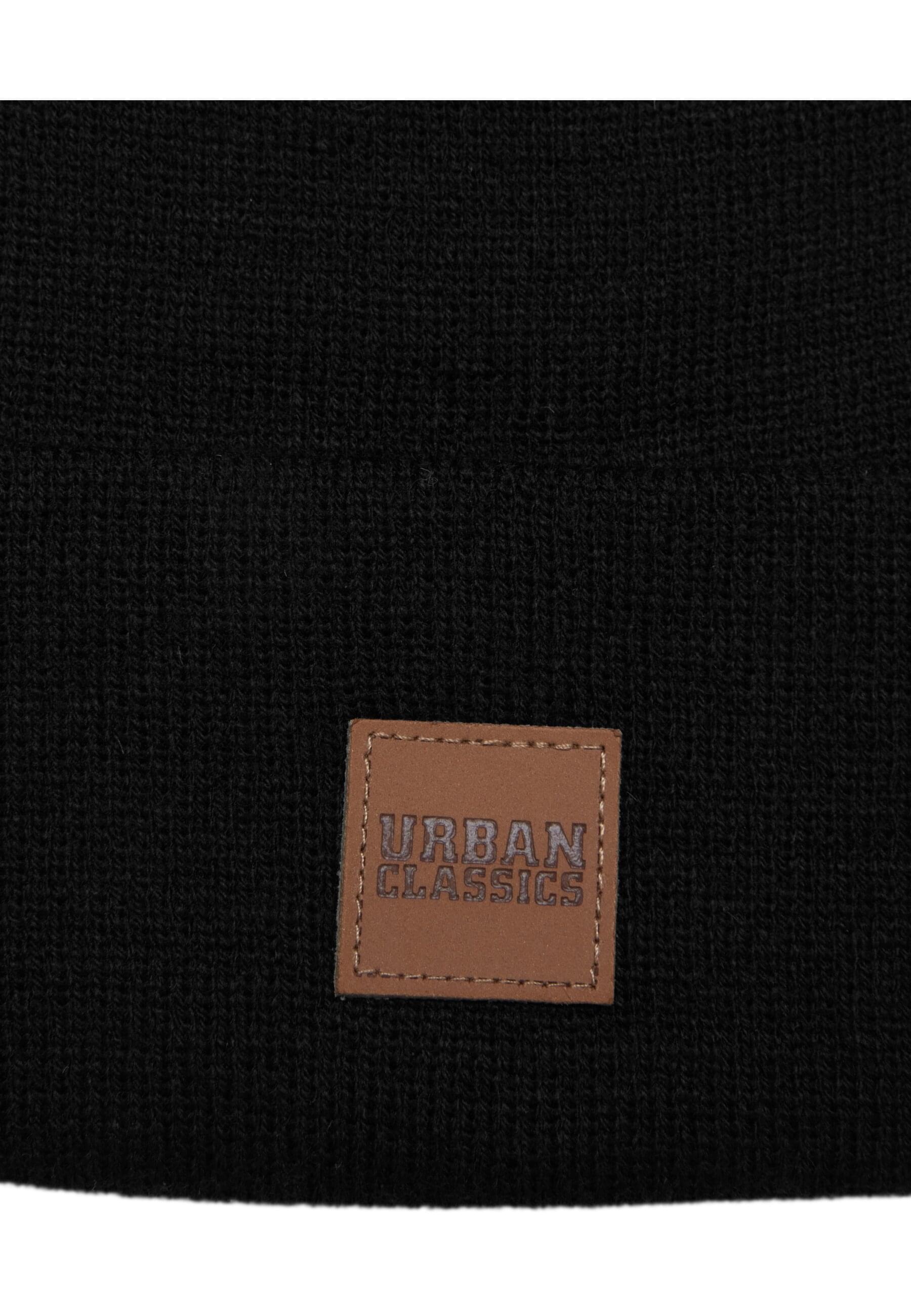 URBAN CLASSICS Beanie »Urban Classics Unisex Synthetic Leatherpatch Long Beanie«, (1 St.)