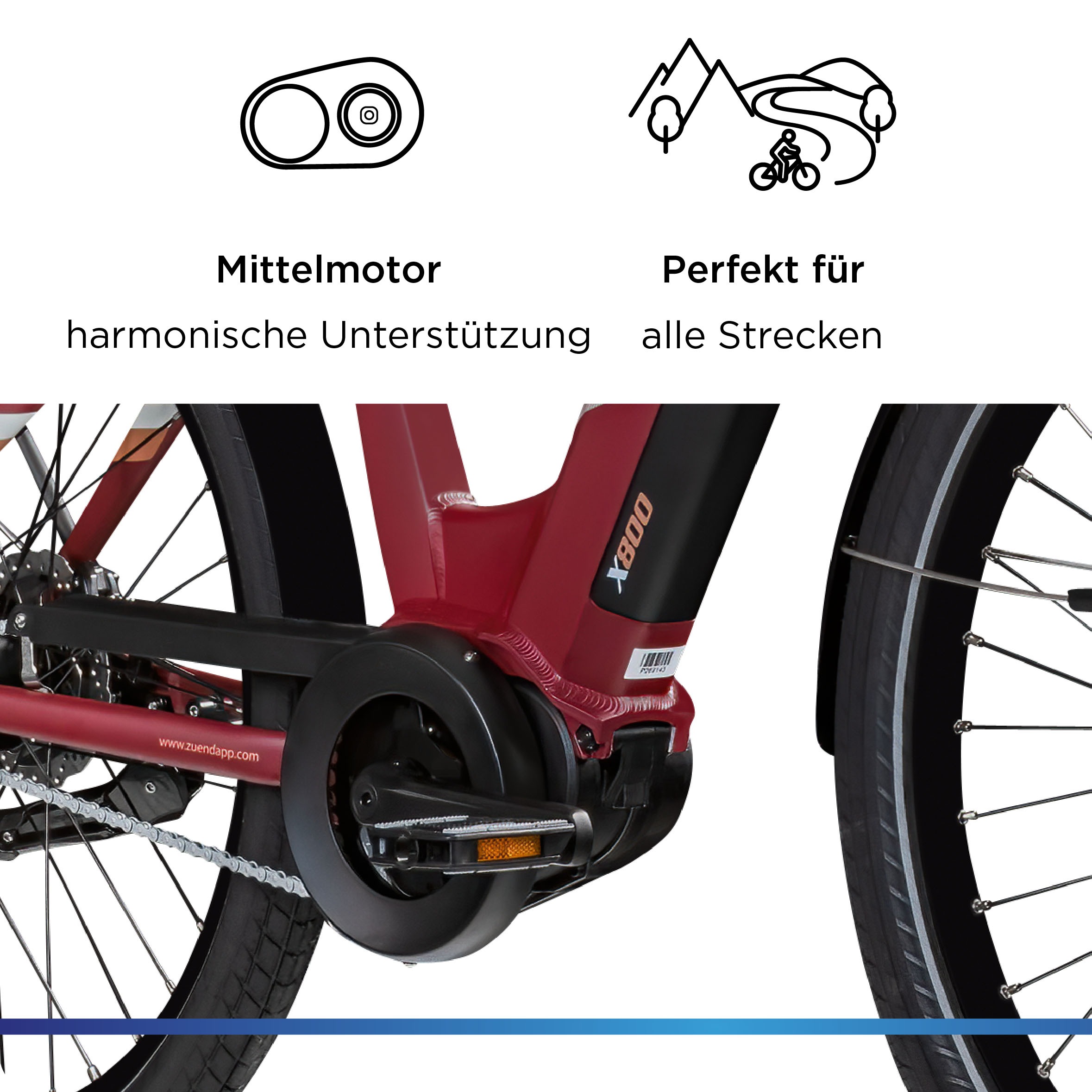 Zündapp E-Bike »X800«, 7 Gang, Mittelmotor 250 W