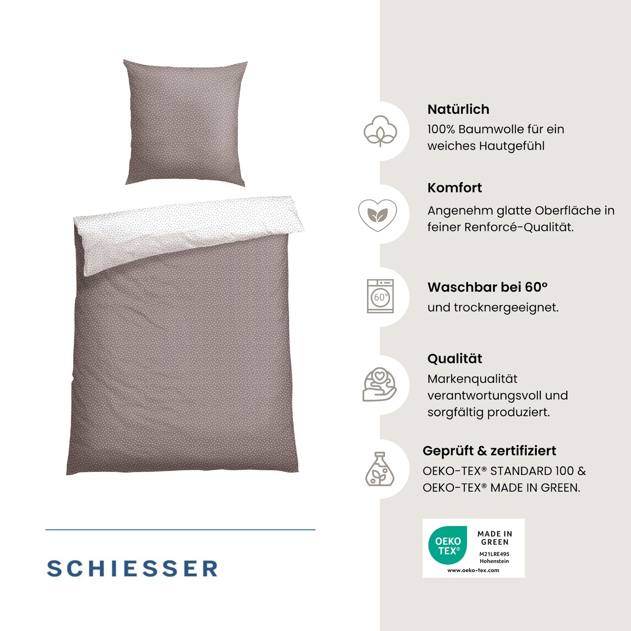 Schiesser Bettwäsche »Millie aus weicher Baumwolle mit filigranen Blüten« 2 Stk. OEKO-TEX® MADE IN GREEN