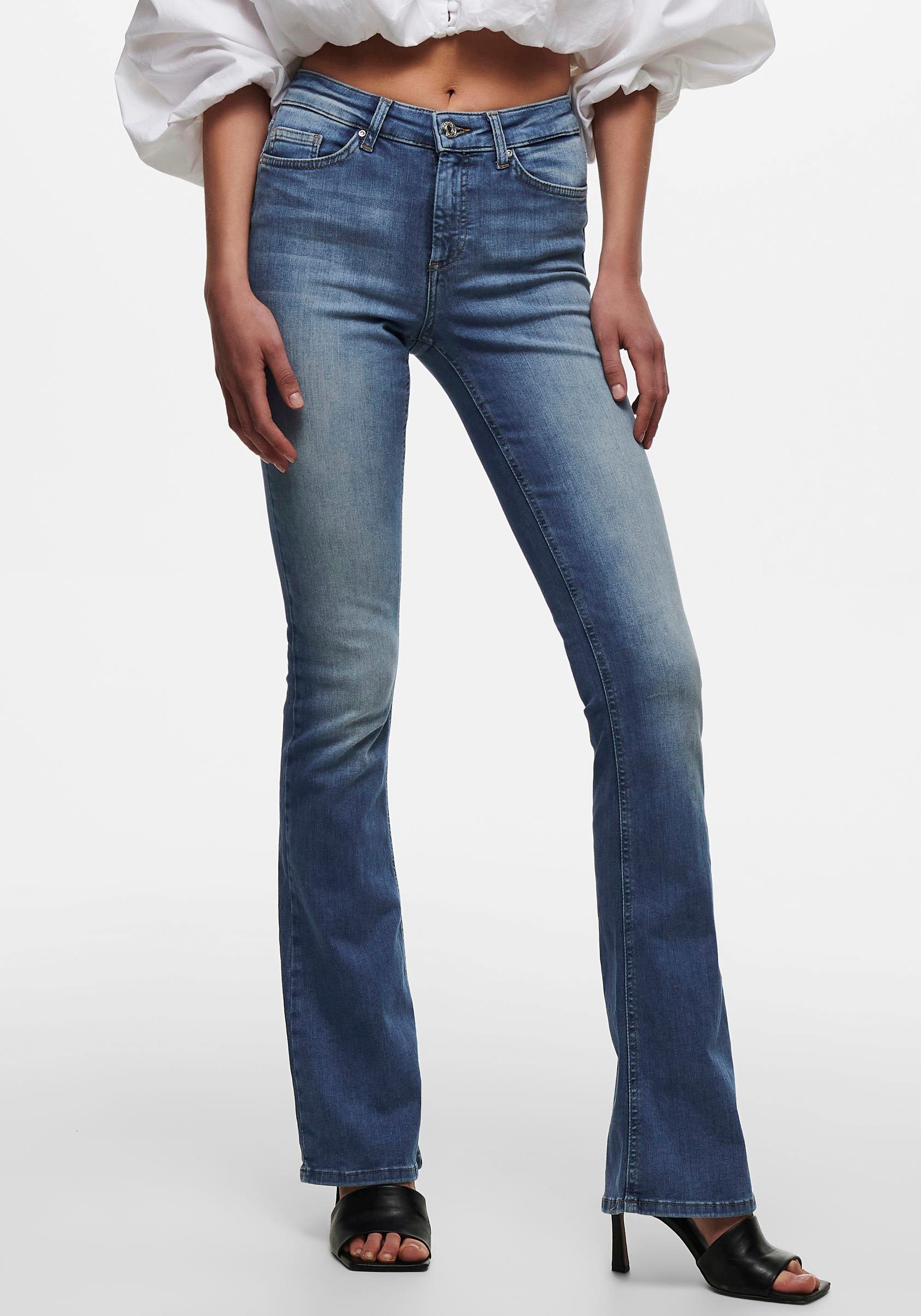 ONLY Bootcut-Jeans "ONLBLUSH – Bootcut-Jeans mit Mid Waist für bequeme Silh günstig online kaufen
