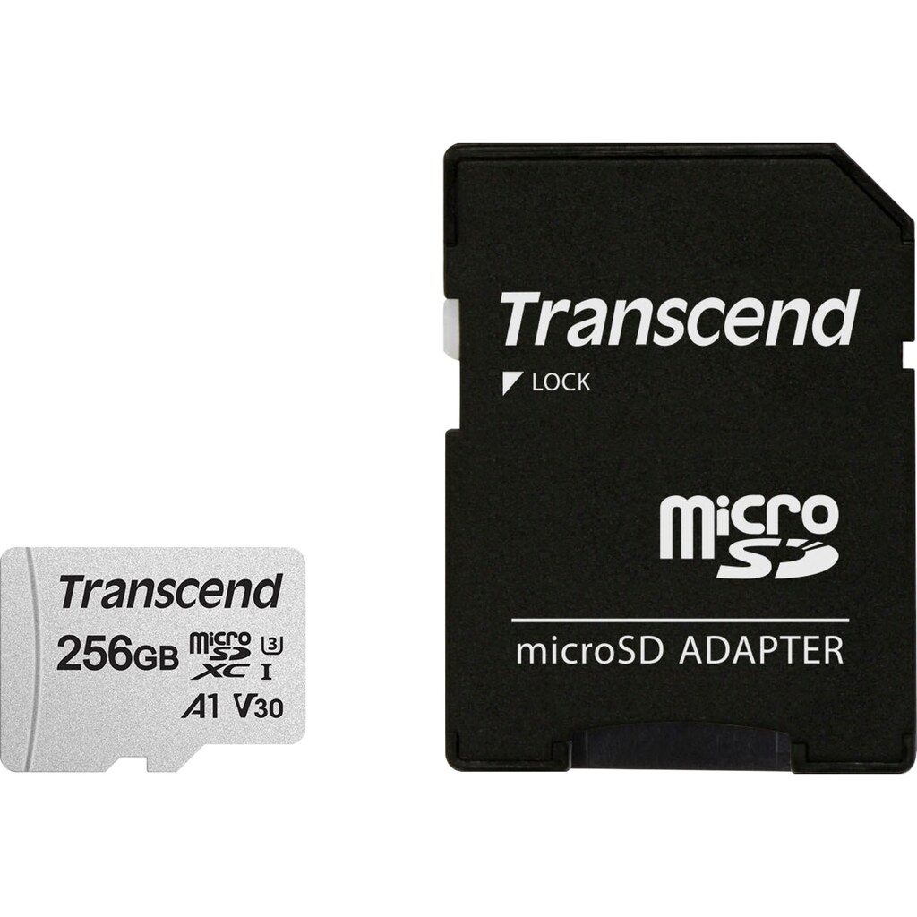 Transcend Speicherkarte »microSDXC 300S 256 GB«, (UHS Class 10 100 MB/s Lesegeschwindigkeit)