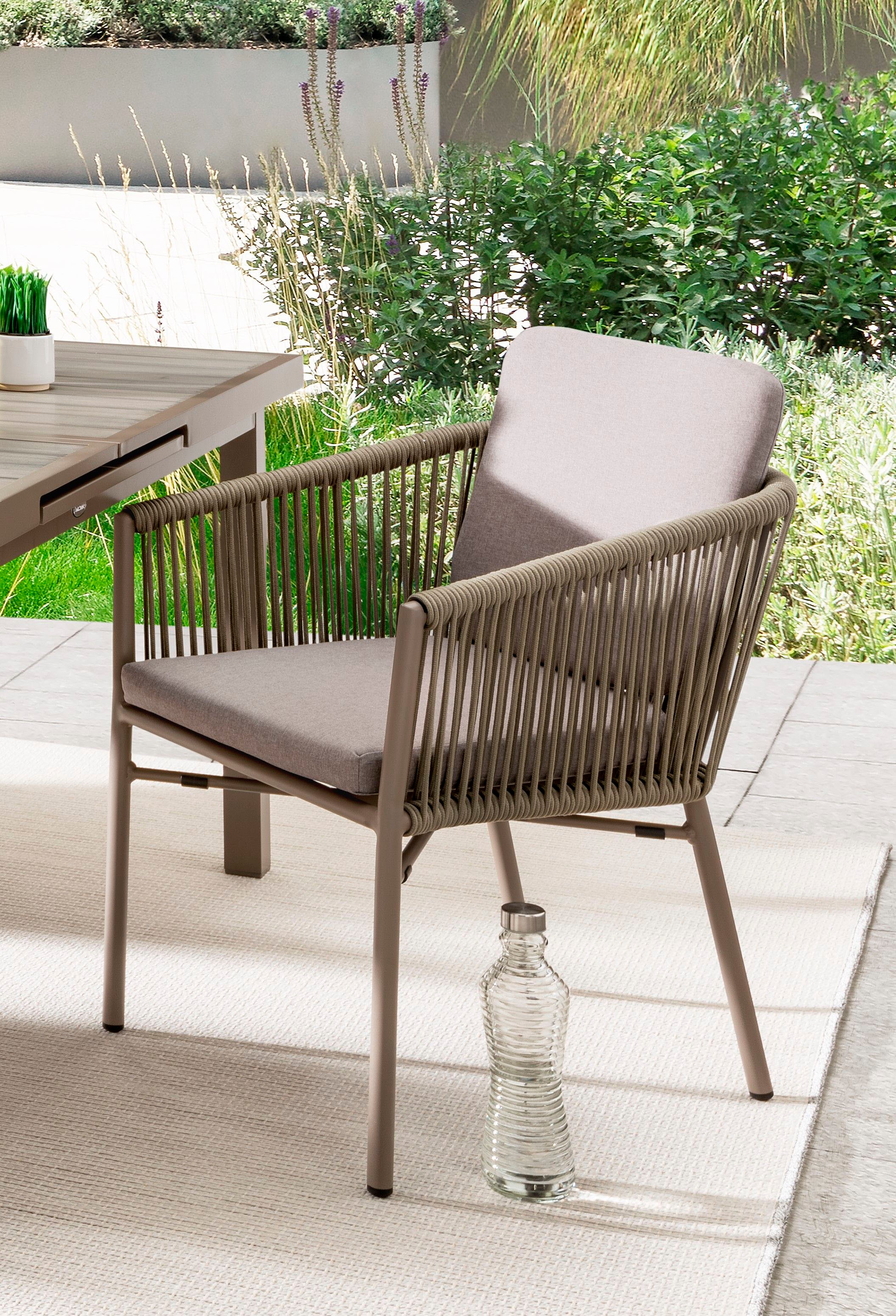 Destiny Garten-Essgruppe »LUCCA IMOLA«, (13 tlg., 4x Sessel, 1x Tisch, inkl. Auflagen), Aluminium, Polyrattan, Rope