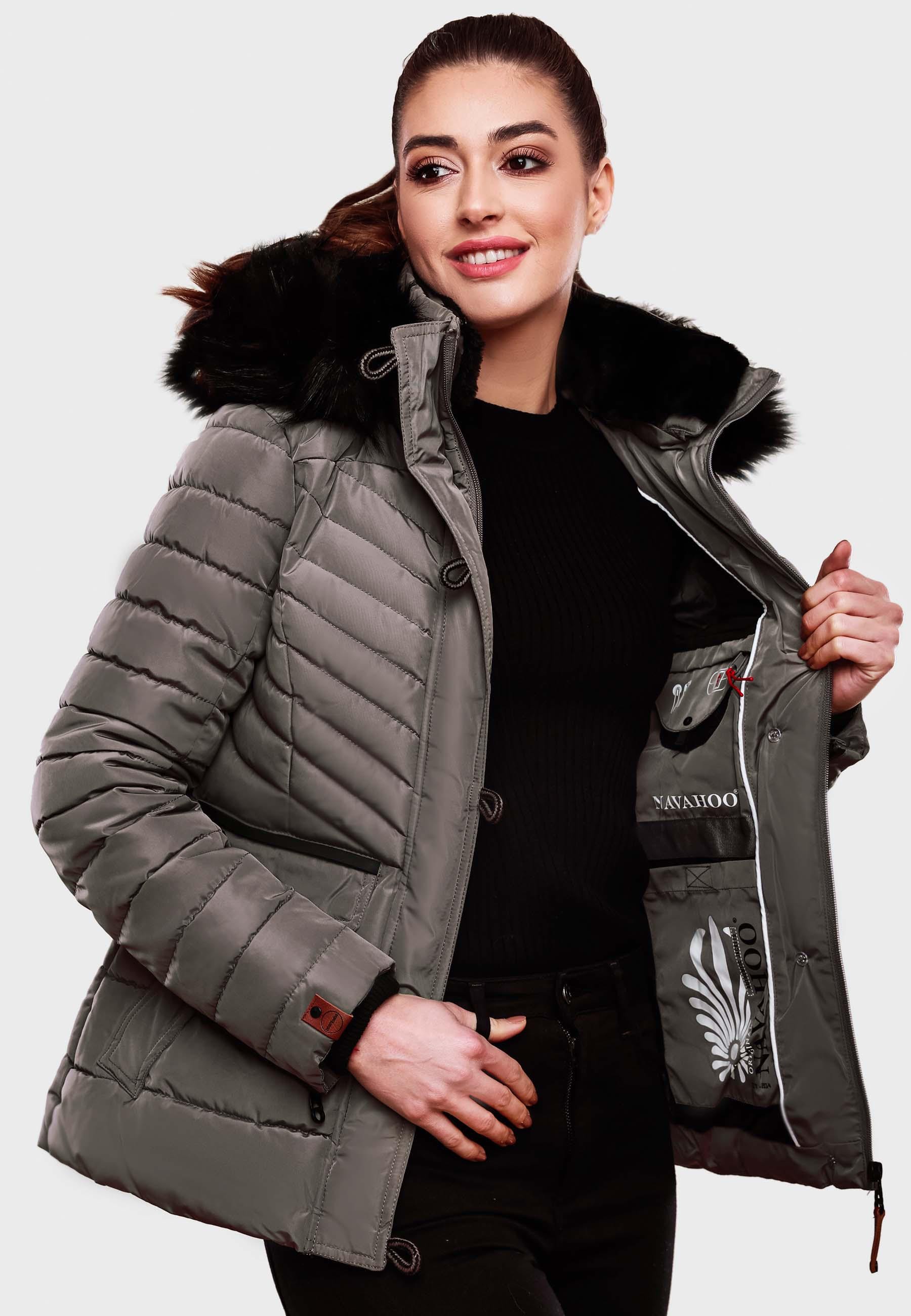 Navahoo Winterjacke »Wisteriaa«, mit Kapuze, Warm gefütterte Steppjacke mit Kunstfell-Kapuze