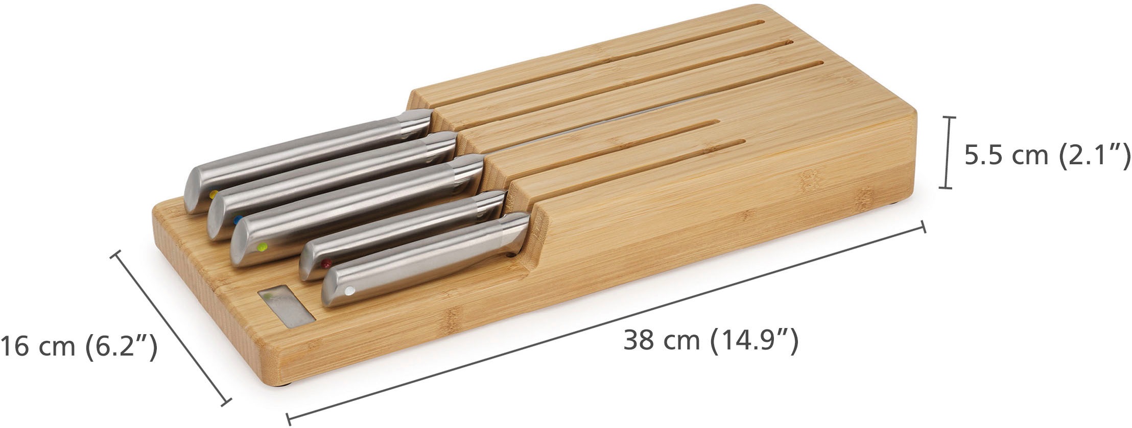 Joseph Joseph Messer-Set »Elevate Steel Knives Bamboo Store«, (6 tlg.), rutschfest, Bambus, japanischer Edelstahl