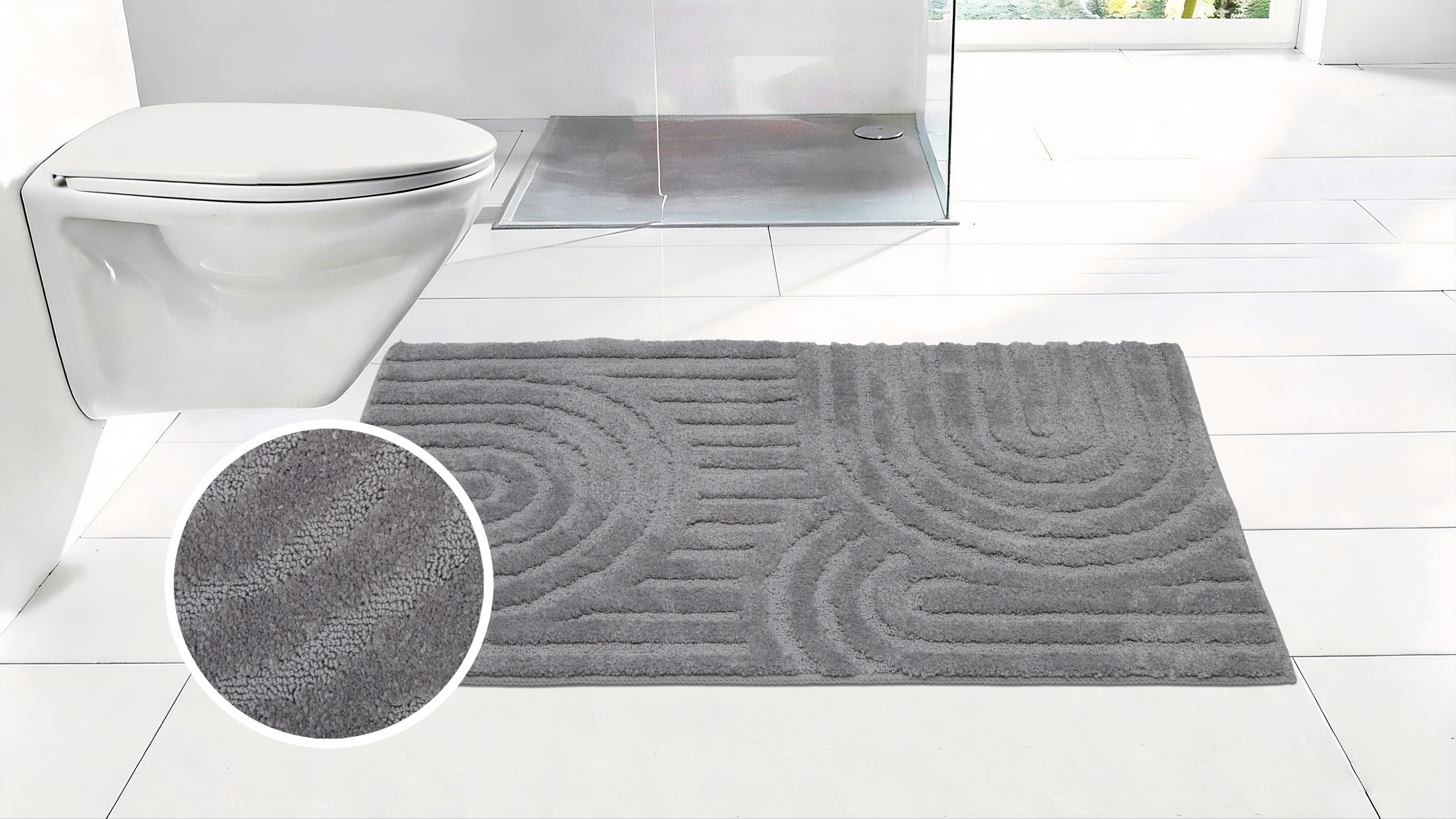 OTTO home Badematte "Zen, Badvorleger, Badezimmer Teppich, Duschvorleger" Höhe 10 mm rutschhemmend beschichtet fußbodenheizungsgeeignet schnell trocknend Uni Farben, Hoch-Tief-Effekt, modernes Muster, Zen