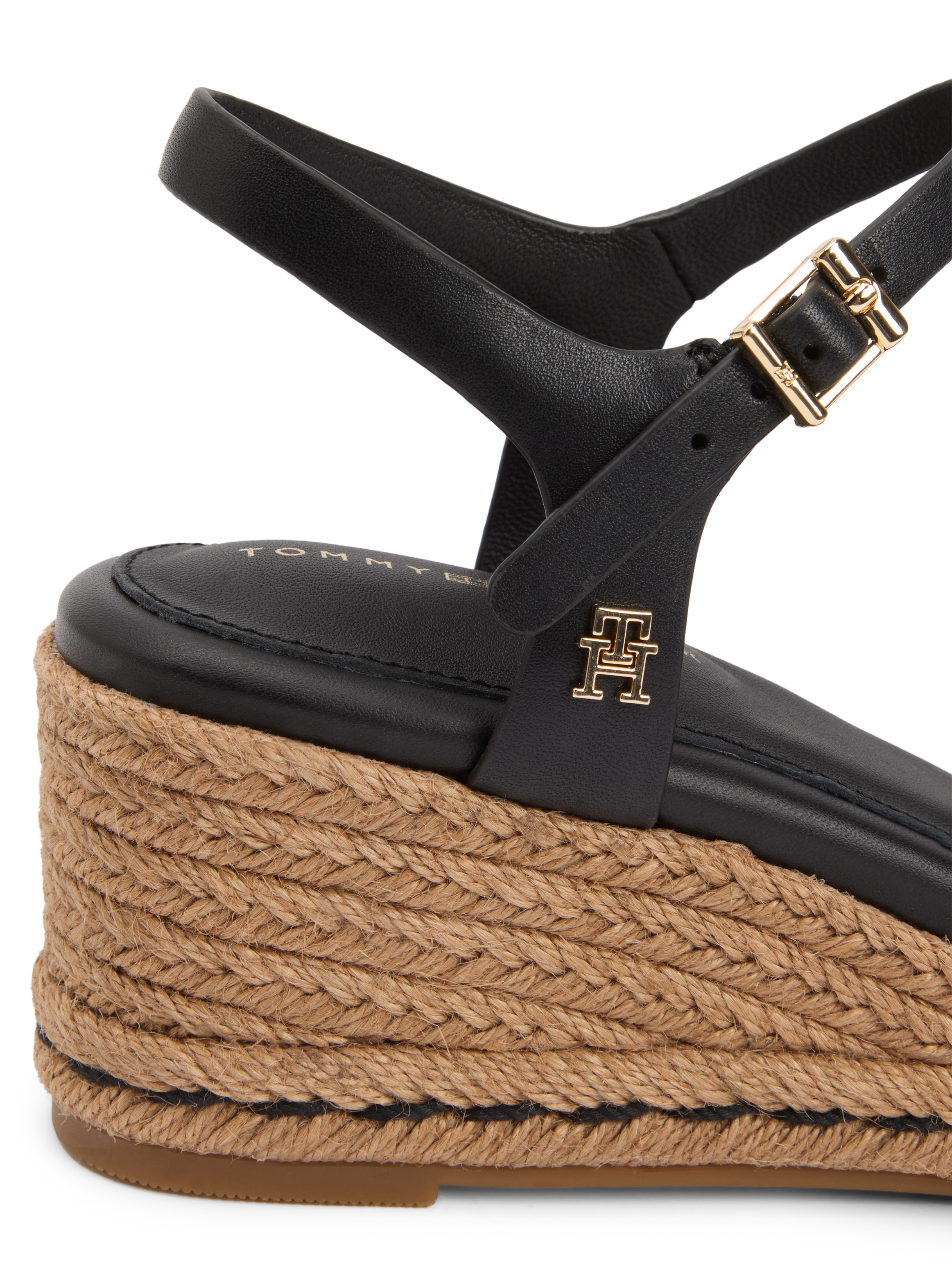 Tommy Hilfiger Keilsandalette »MID WEDGE ESPAD LEATHER«  Sommerschuh, Riemchensandale mit TH-Logoemblem